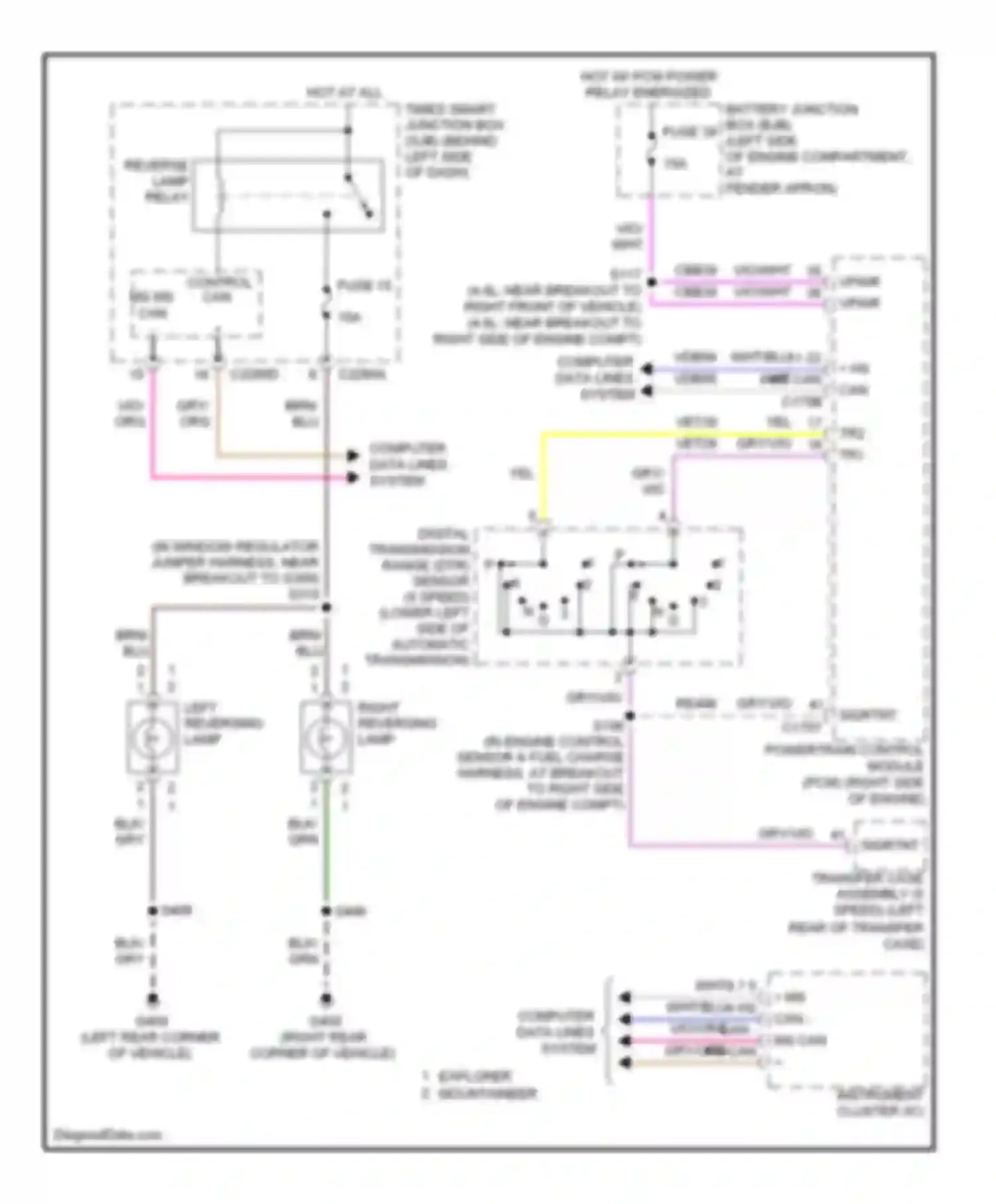 Mountaineer Mercury III (2005-2010): Backup lamps circuit