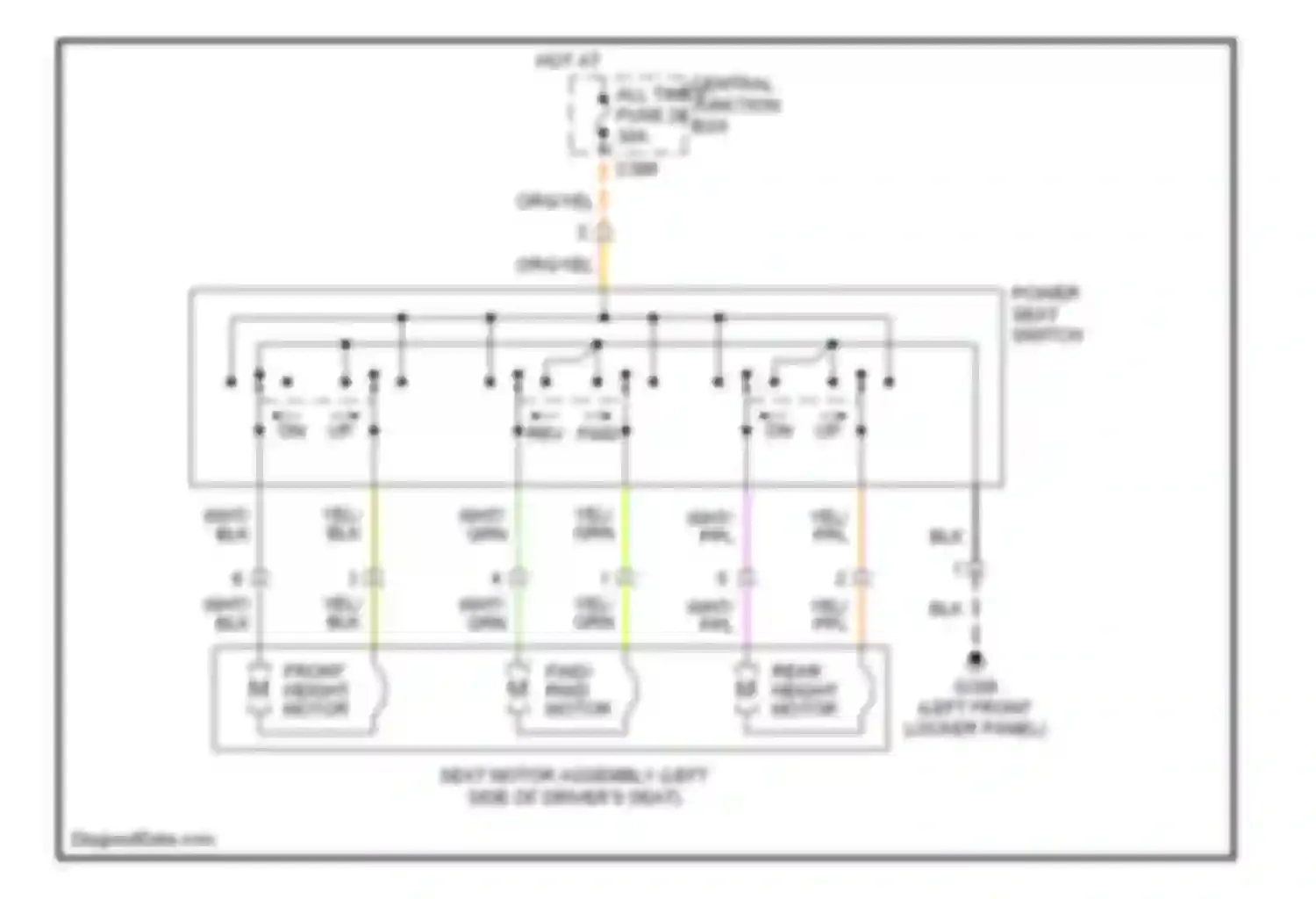 Mystique Mercury I (1994-2000): 6-way power seat circuit