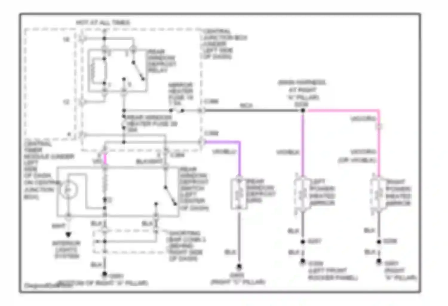 Wiring diagram right power/ heated mirror for Mercury Mystique I (1994-2000) (1 of 1)