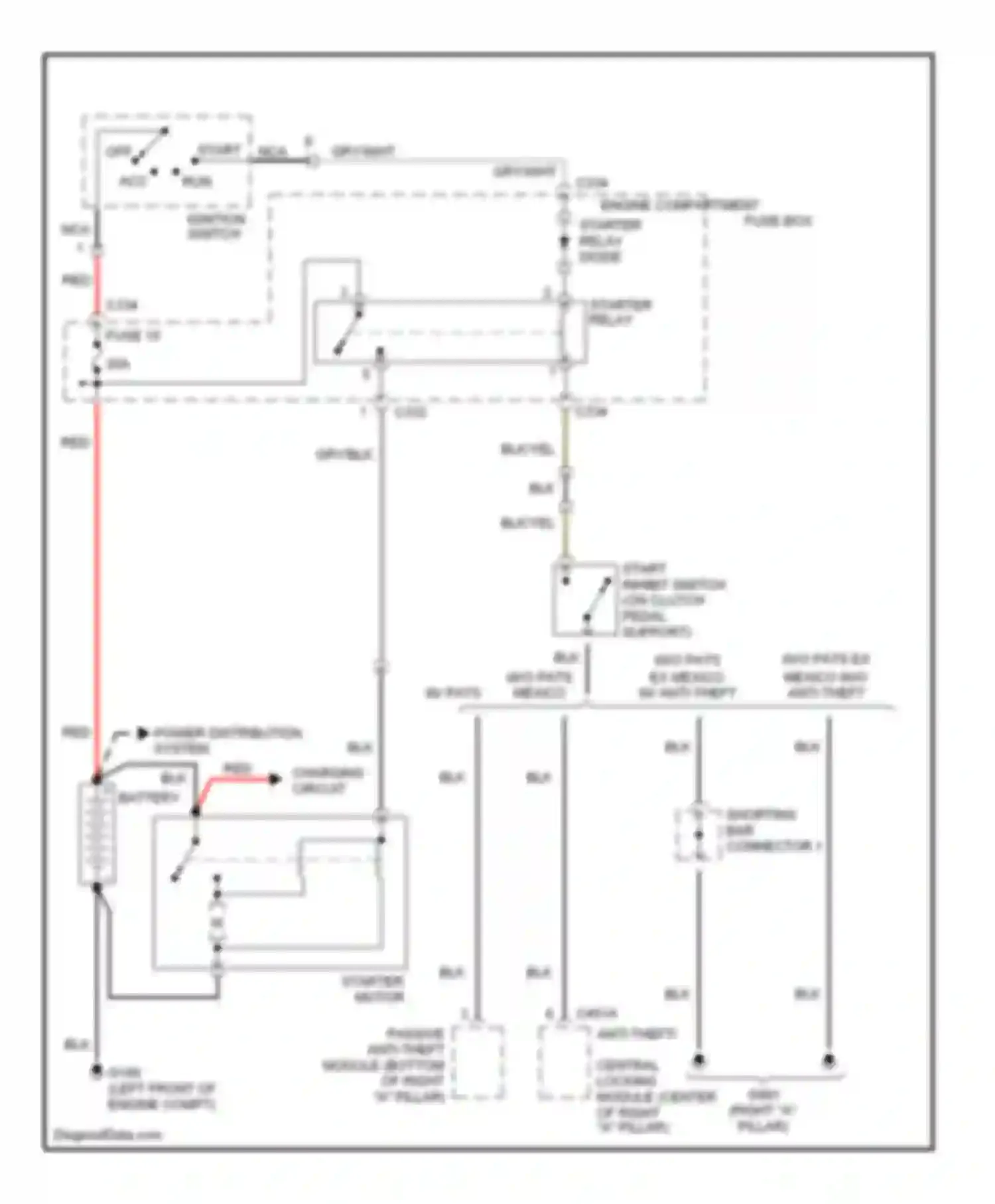 Wiring diagram starter motor for Mercury Mystique I (1994-2000) (4 of 4)
