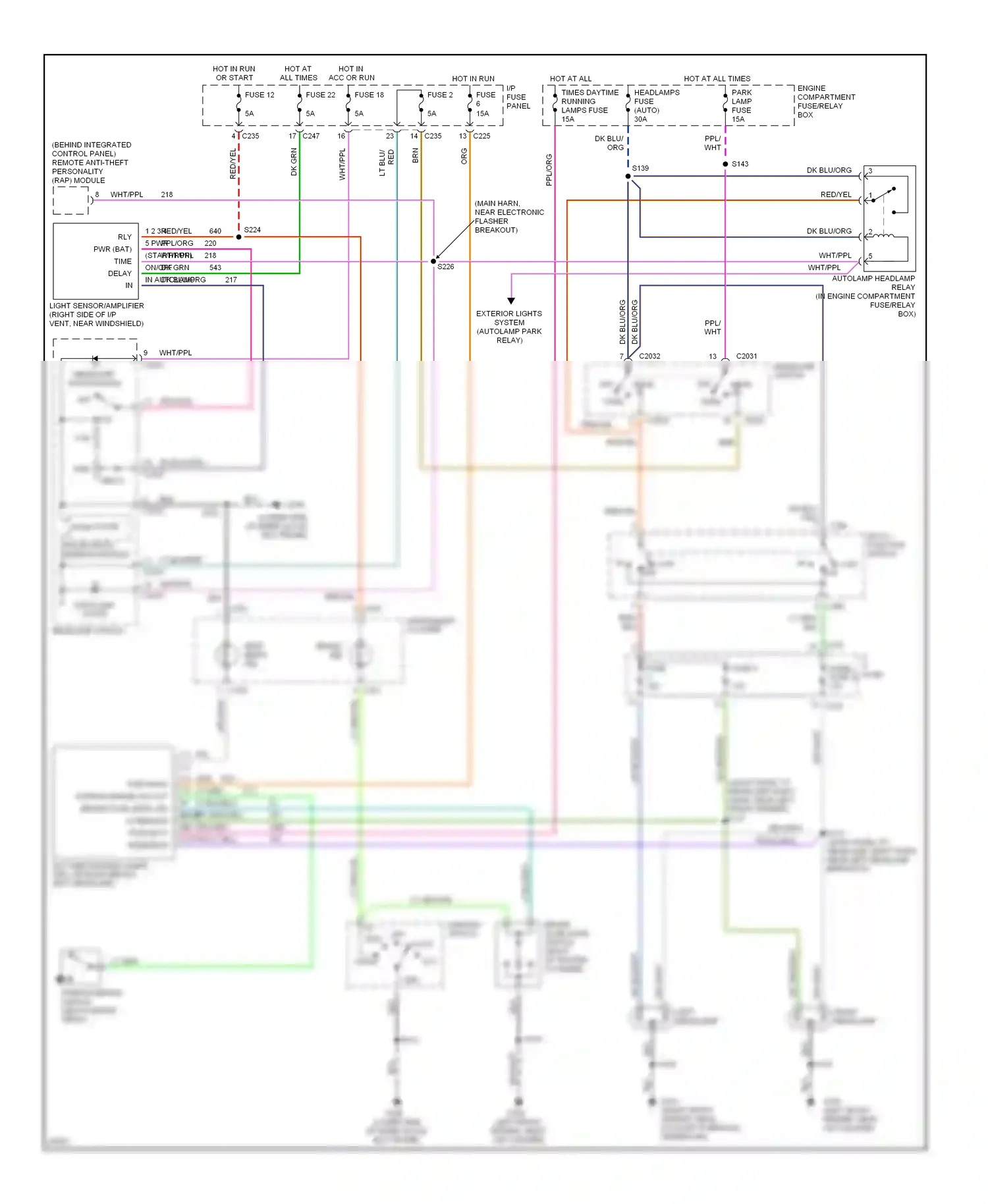 Mercury Sable III (1995-1999) delay wiring diagram  (1 of 3)