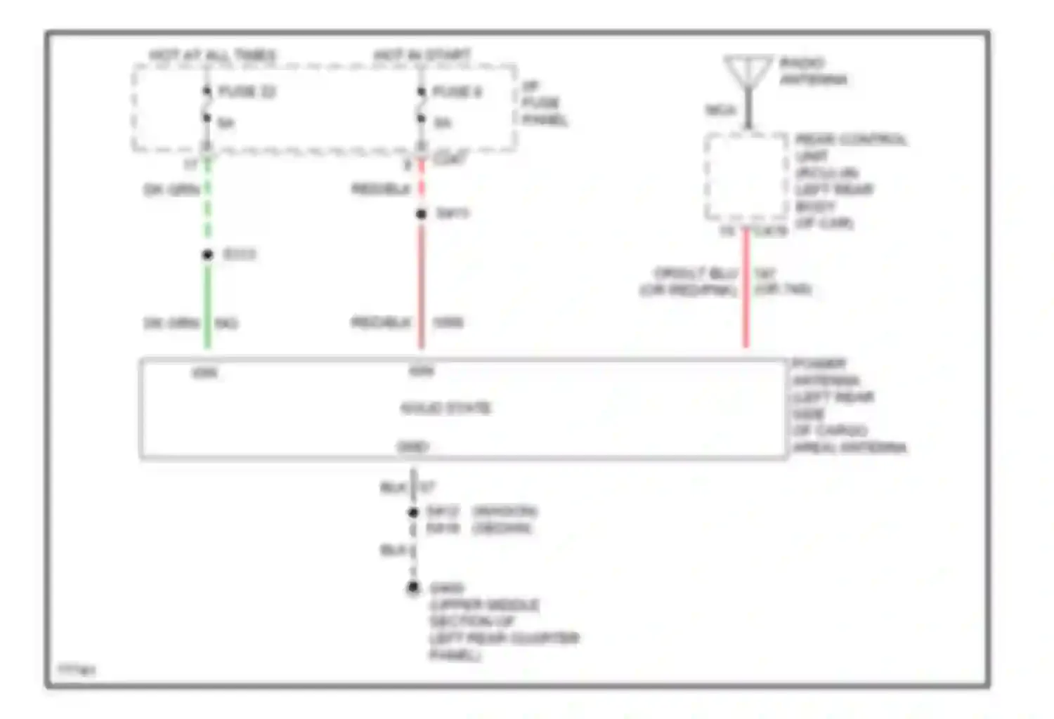 Wiring diagram fuse 22 for Mercury Sable III (1995-1999) (4 of 6)