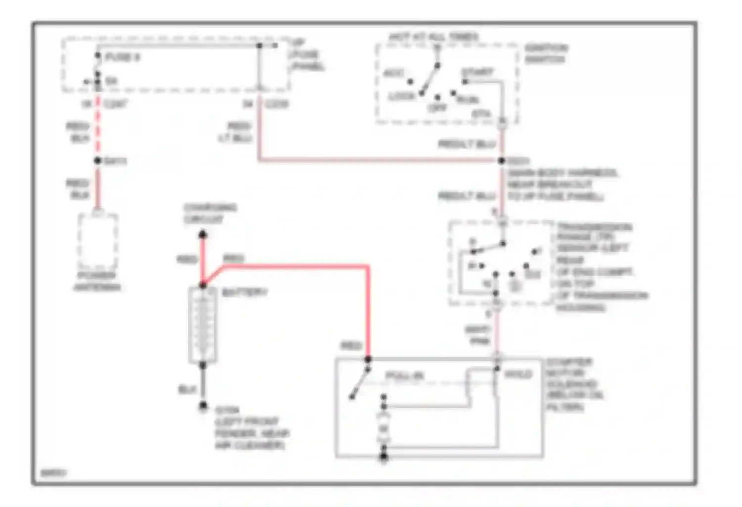 Wiring diagram power antenna for Mercury Sable III (1995-1999) (1 of 4)