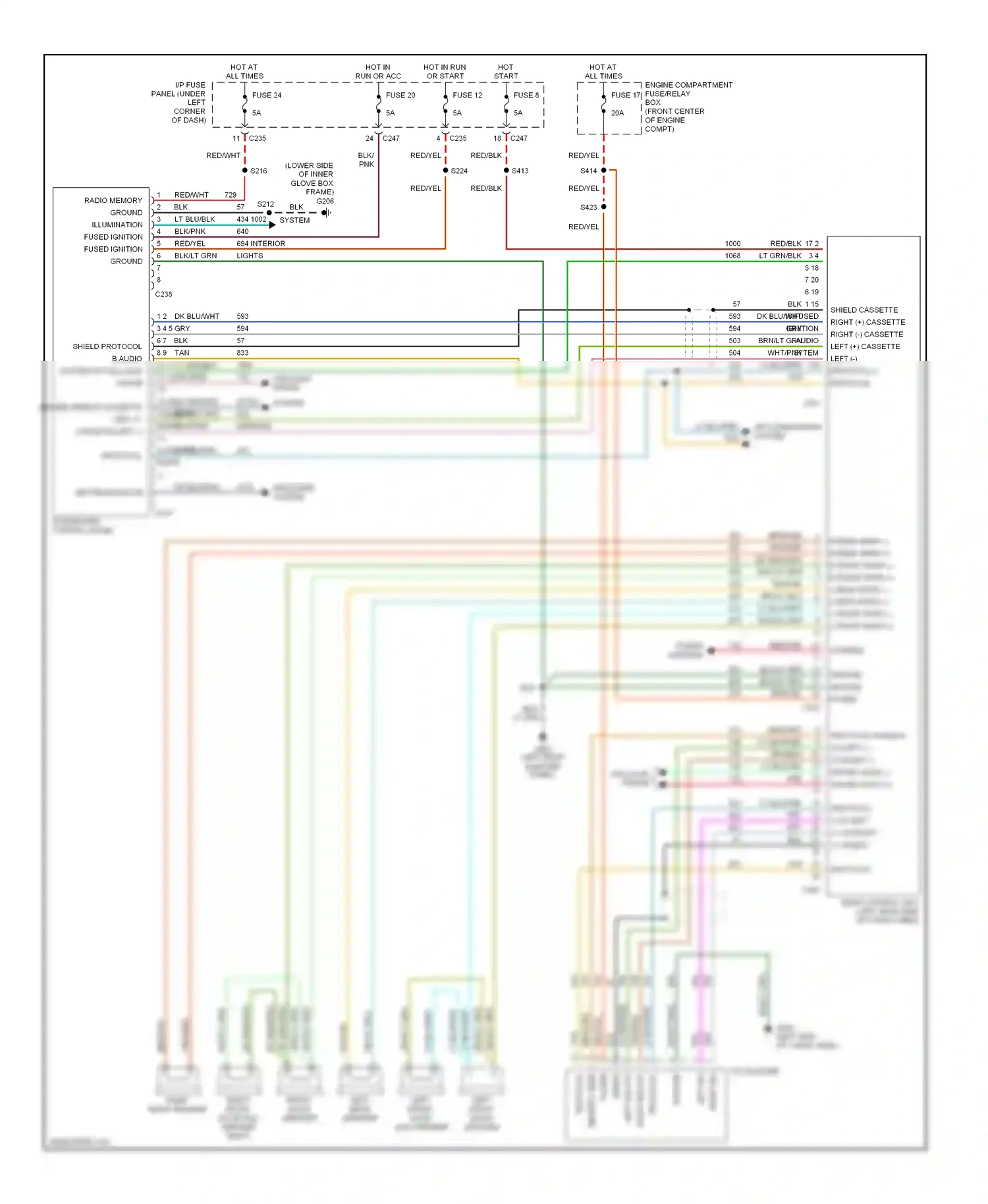 Mercury Sable III (1995-1999) protocol a cd left (+) cd right (+) shield ppl wiring diagram  (1 of 1)