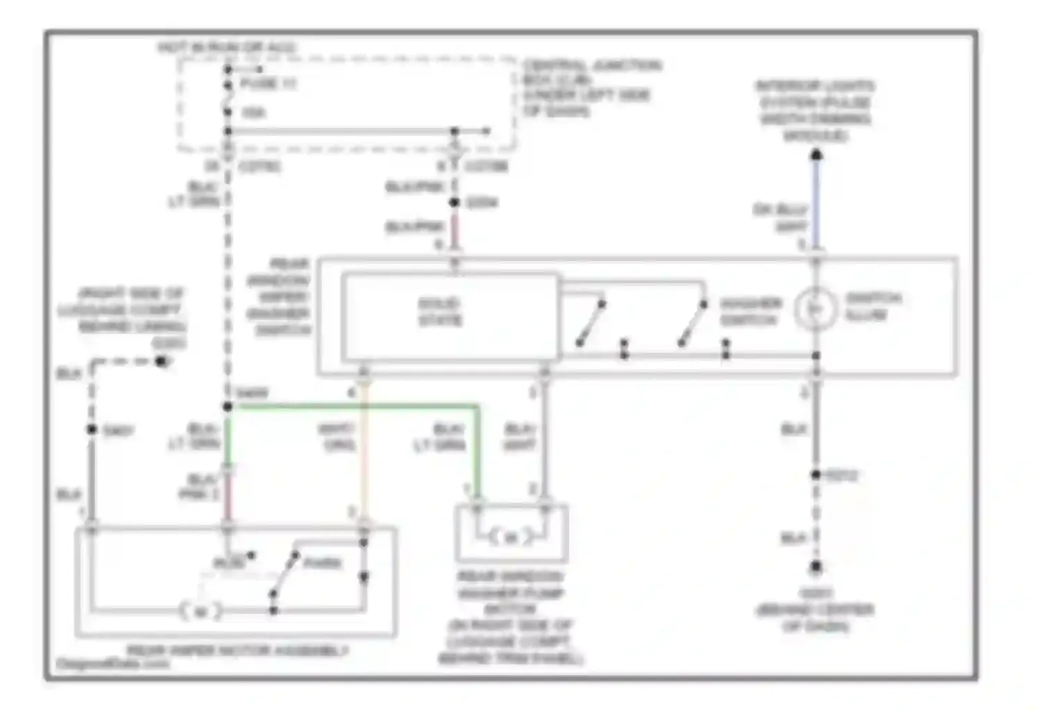 Sable Mercury IV (1999-2005): Rear wiper/washer circuit