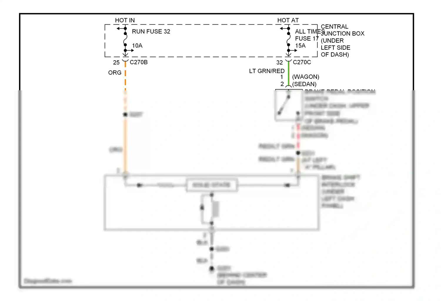 Mercury Sable IV (1999-2005) brake shift interlock (under left dash panel) wiring diagram  (1 of 1)