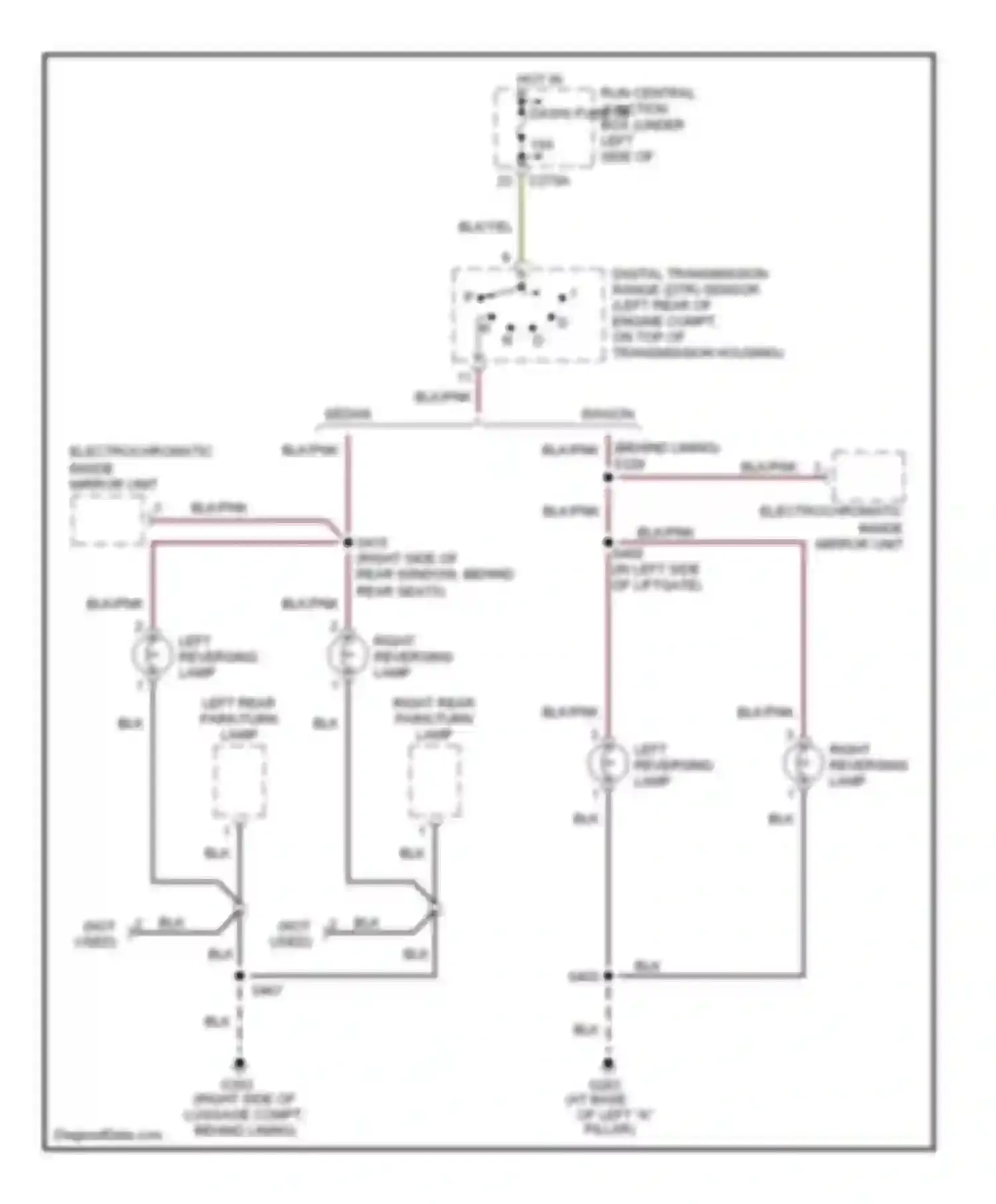Wiring diagram electrochromatic inside mirror unit for Mercury Sable IV (1999-2005) (1 of 2)
