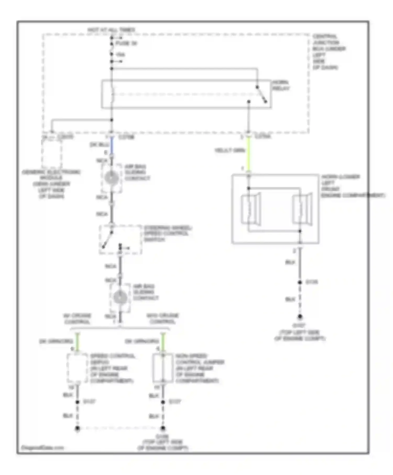 Wiring diagram horn (lower left front of for Mercury Sable IV (1999-2005) (1 of 1)