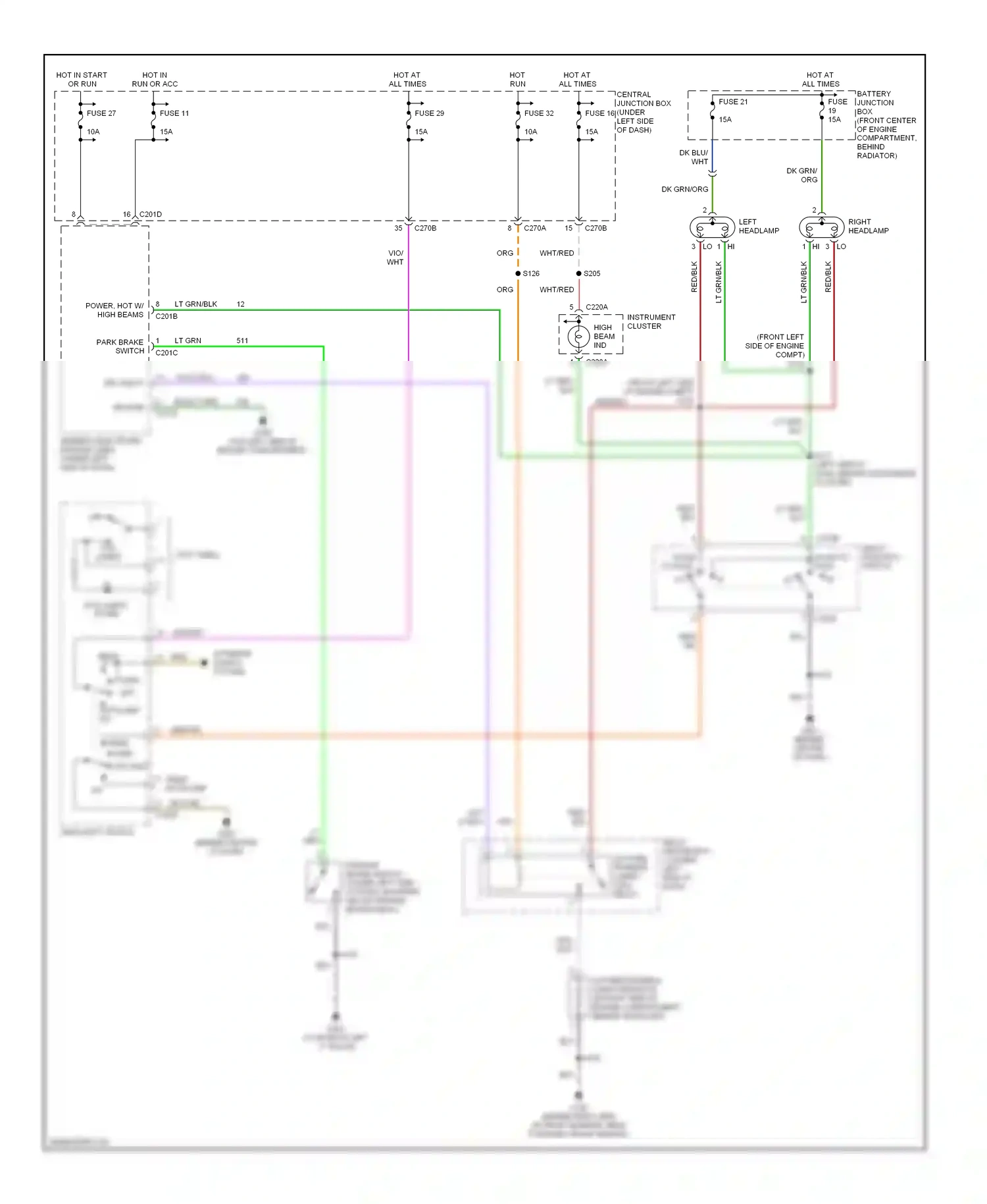 Mercury Sable IV (1999-2005) multi- function switch (flash to pass) wiring diagram  (3 of 4)