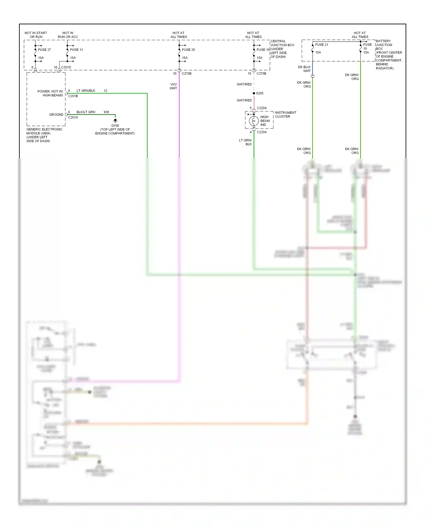 Mercury Sable IV (1999-2005) multi- function switch (flash to pass) wiring diagram  (4 of 4)