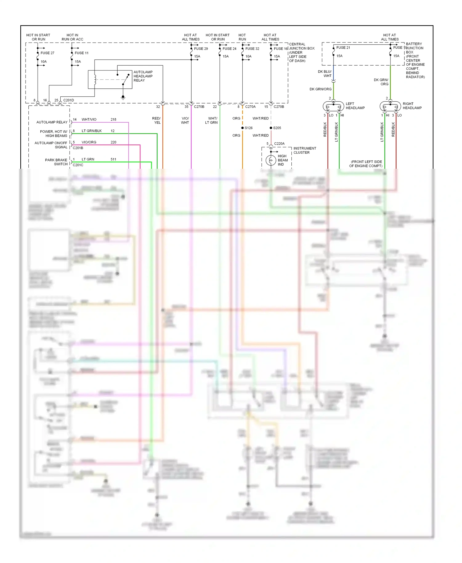Mercury Sable IV (1999-2005) multi- function switch (flash to pass) wiring diagram  (1 of 4)