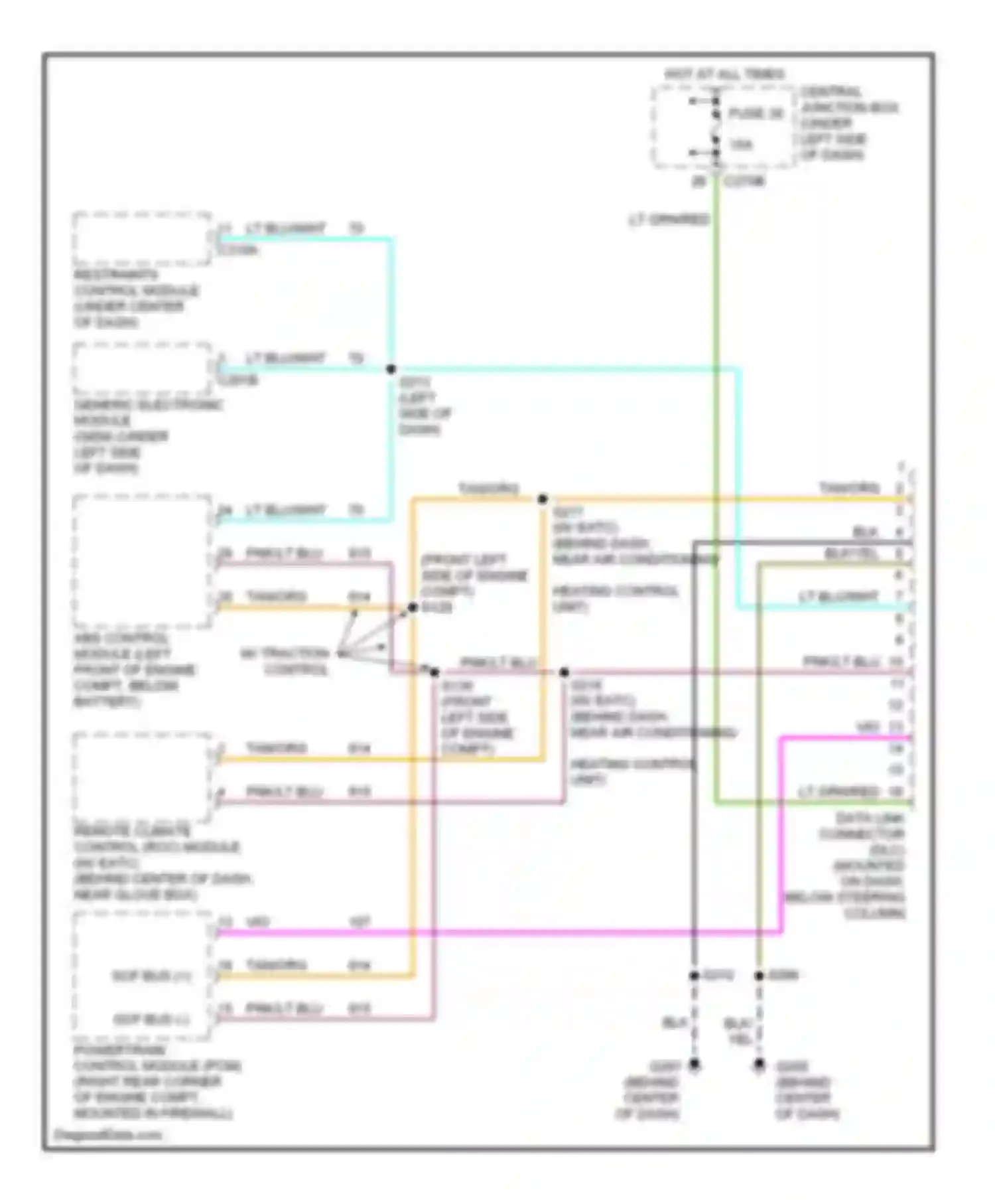 Wiring diagram pnk/lt blu for Mercury Sable IV (1999-2005) (5 of 16)