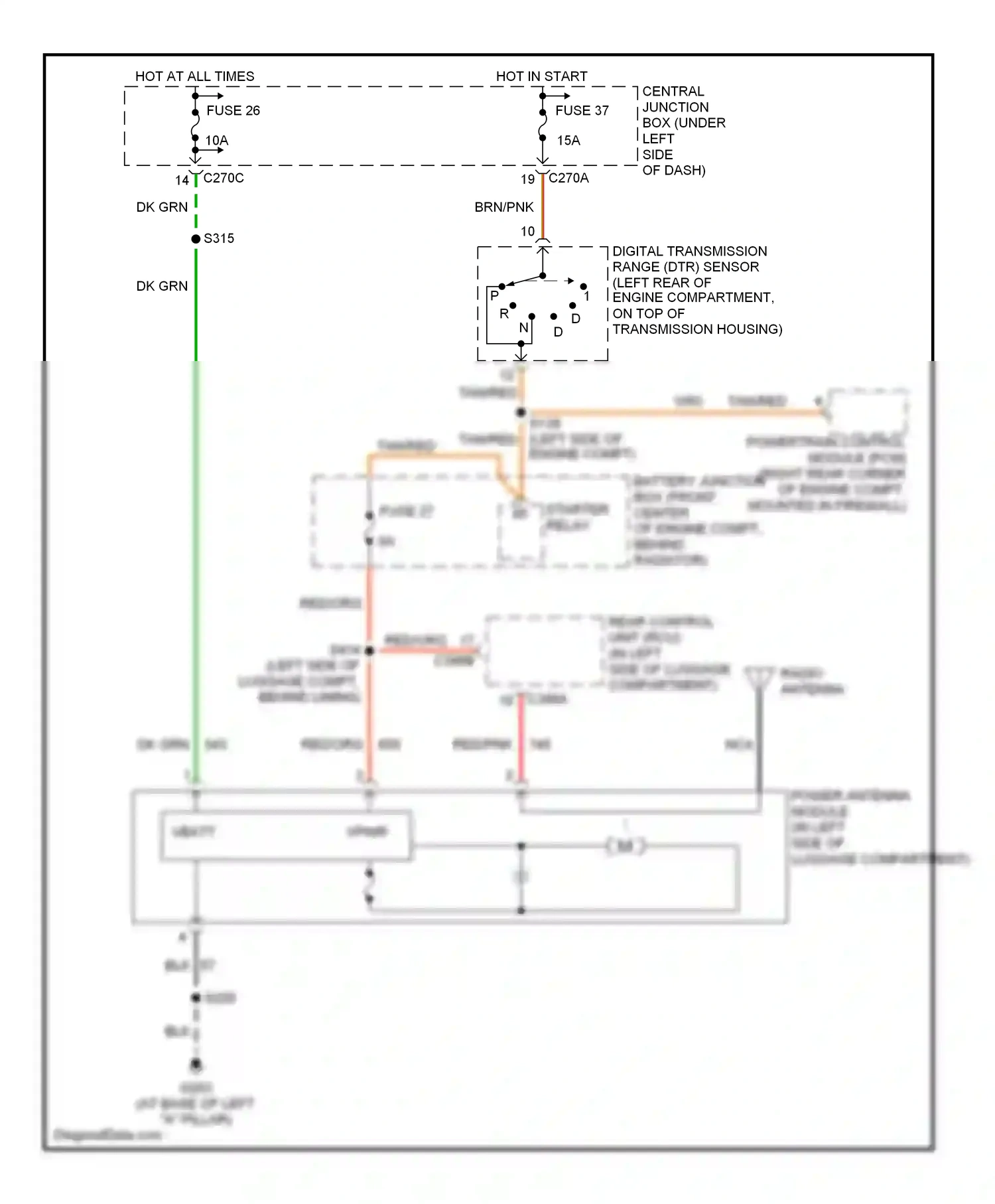 Mercury Sable IV (1999-2005) powertrain control module (pcm) wiring diagram  (2 of 3)