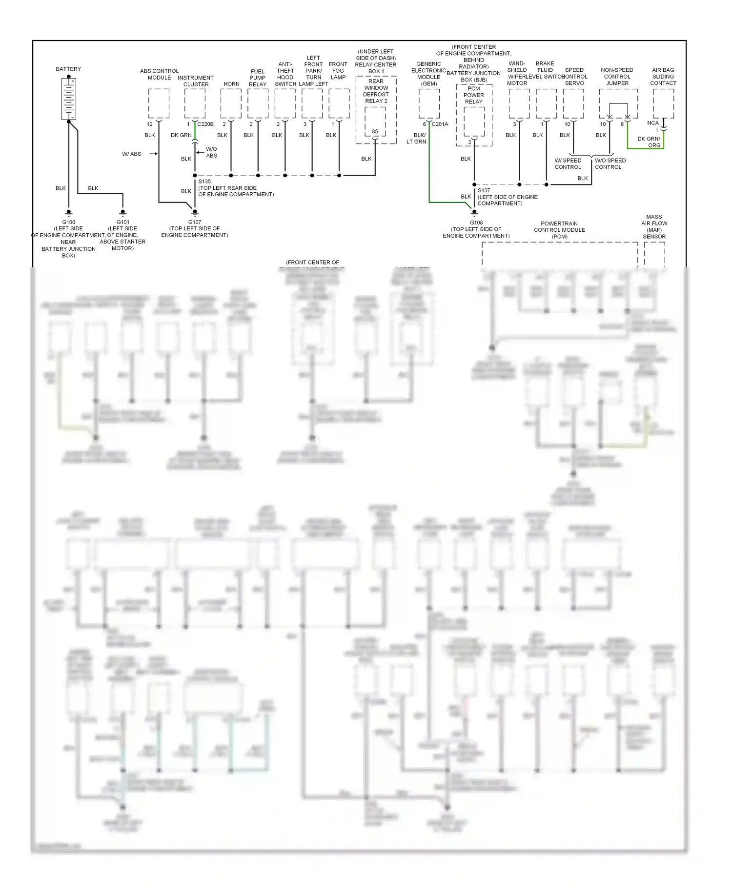 Mercury Sable IV (1999-2005) shield wiring diagram  (1 of 2)