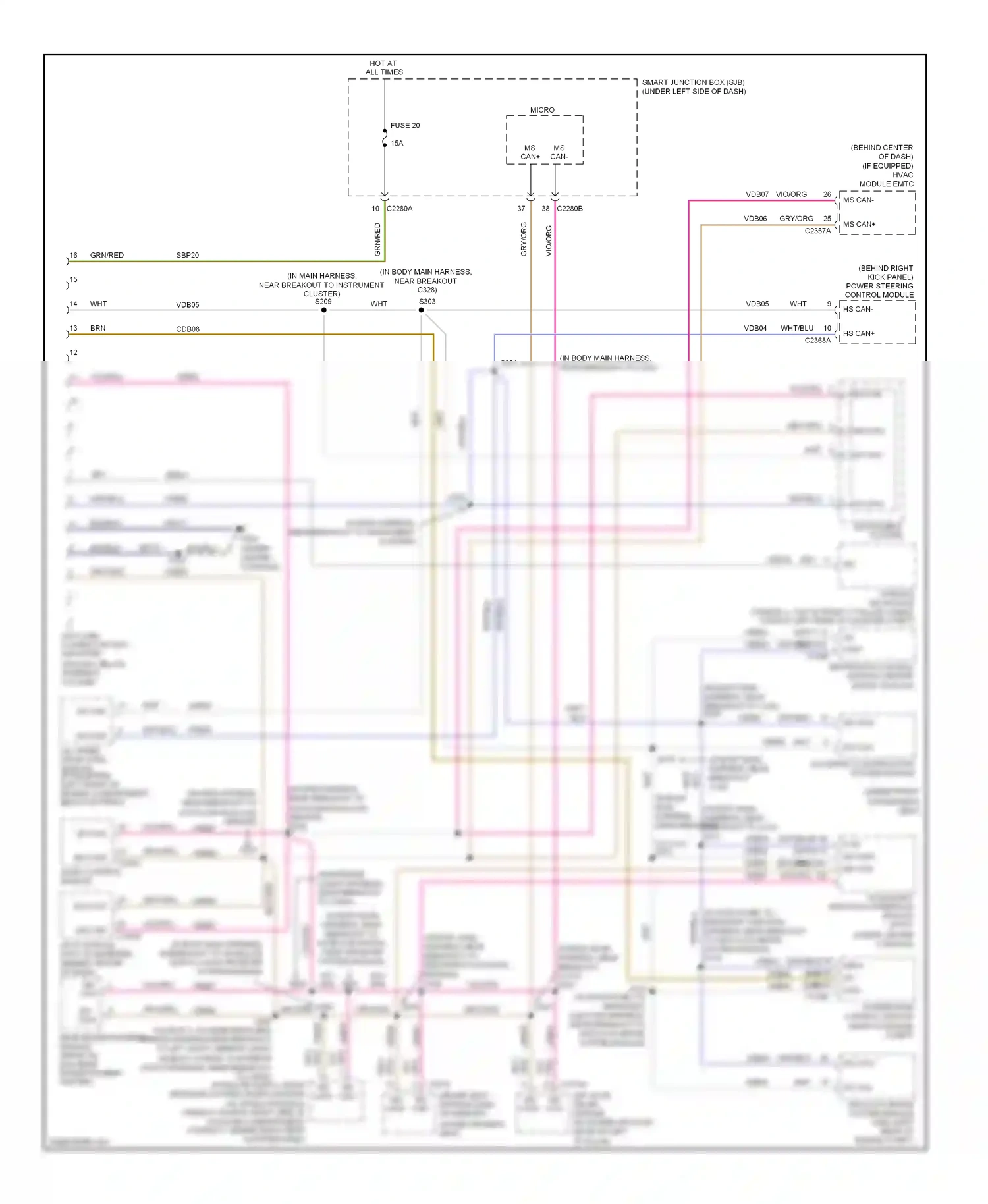 Mercury Sable V (2007-2009) accessory protocol interface module (sync) (under center console) wiring diagram  (1 of 1)