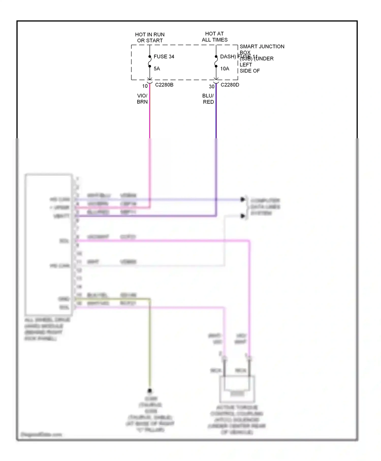 Mercury Sable V (2007-2009) active torque control coupling (atcc) solenoid (under center rear of vehicle) wiring diagram  (1 of 1)