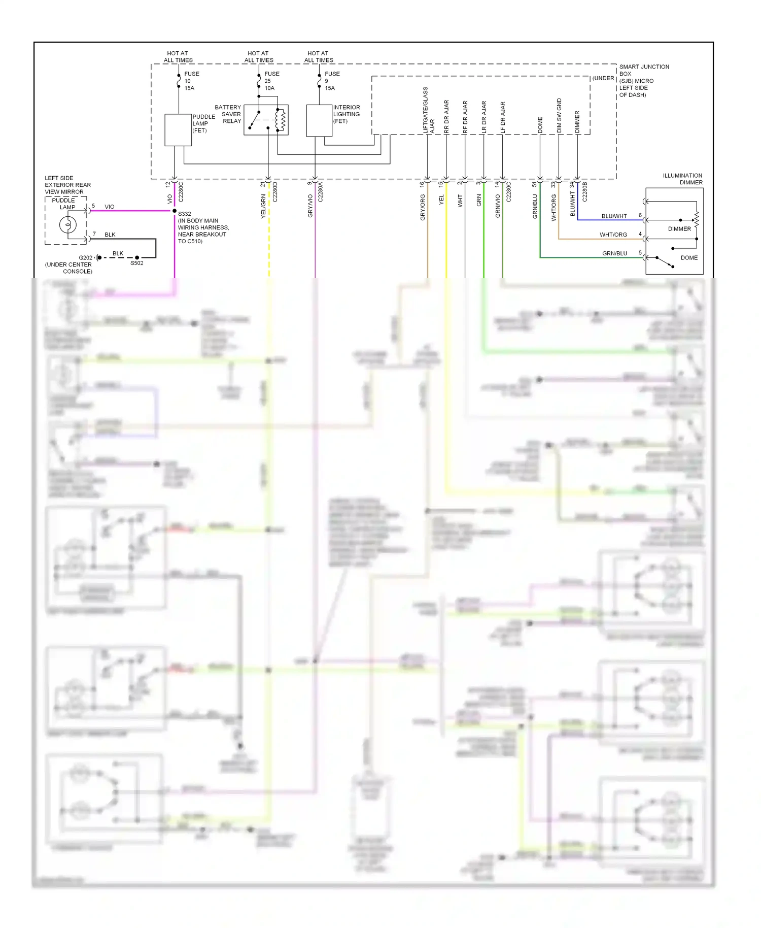 Mercury Sable V (2007-2009) (behind left kick panel) wiring diagram  (3 of 23)