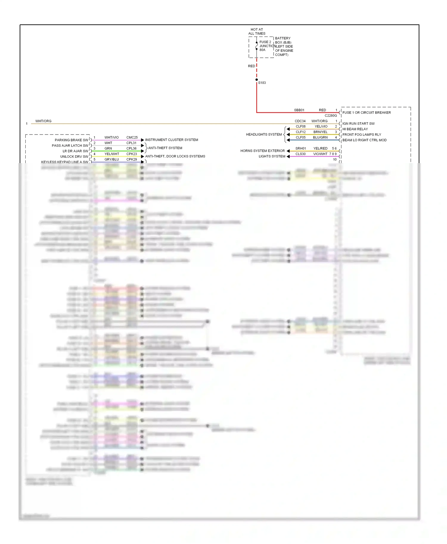 Mercury Sable V (2007-2009) (behind left kick panel) wiring diagram  (2 of 23)