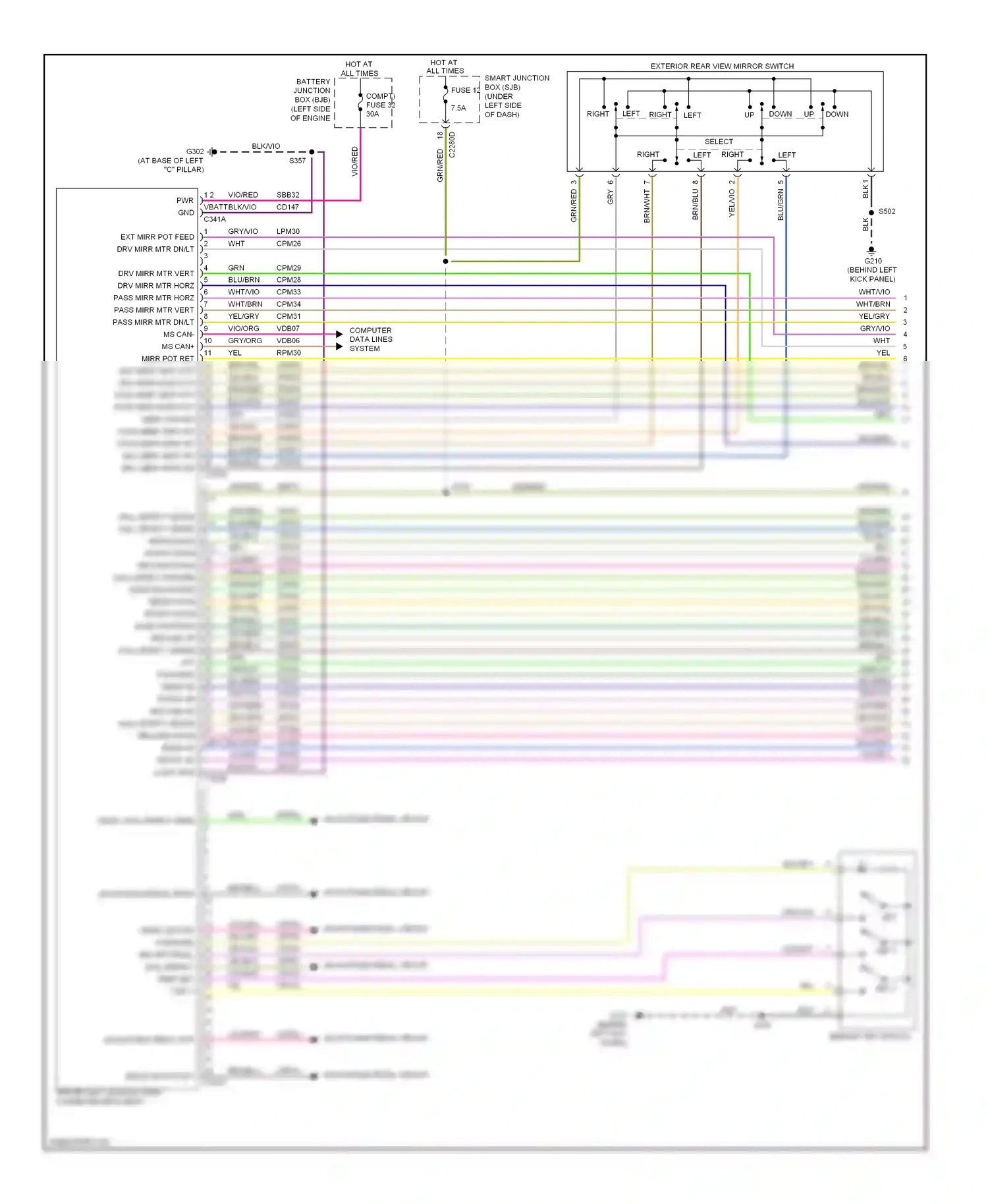 Mercury Sable V (2007-2009) (behind left kick panel) wiring diagram  (10 of 23)