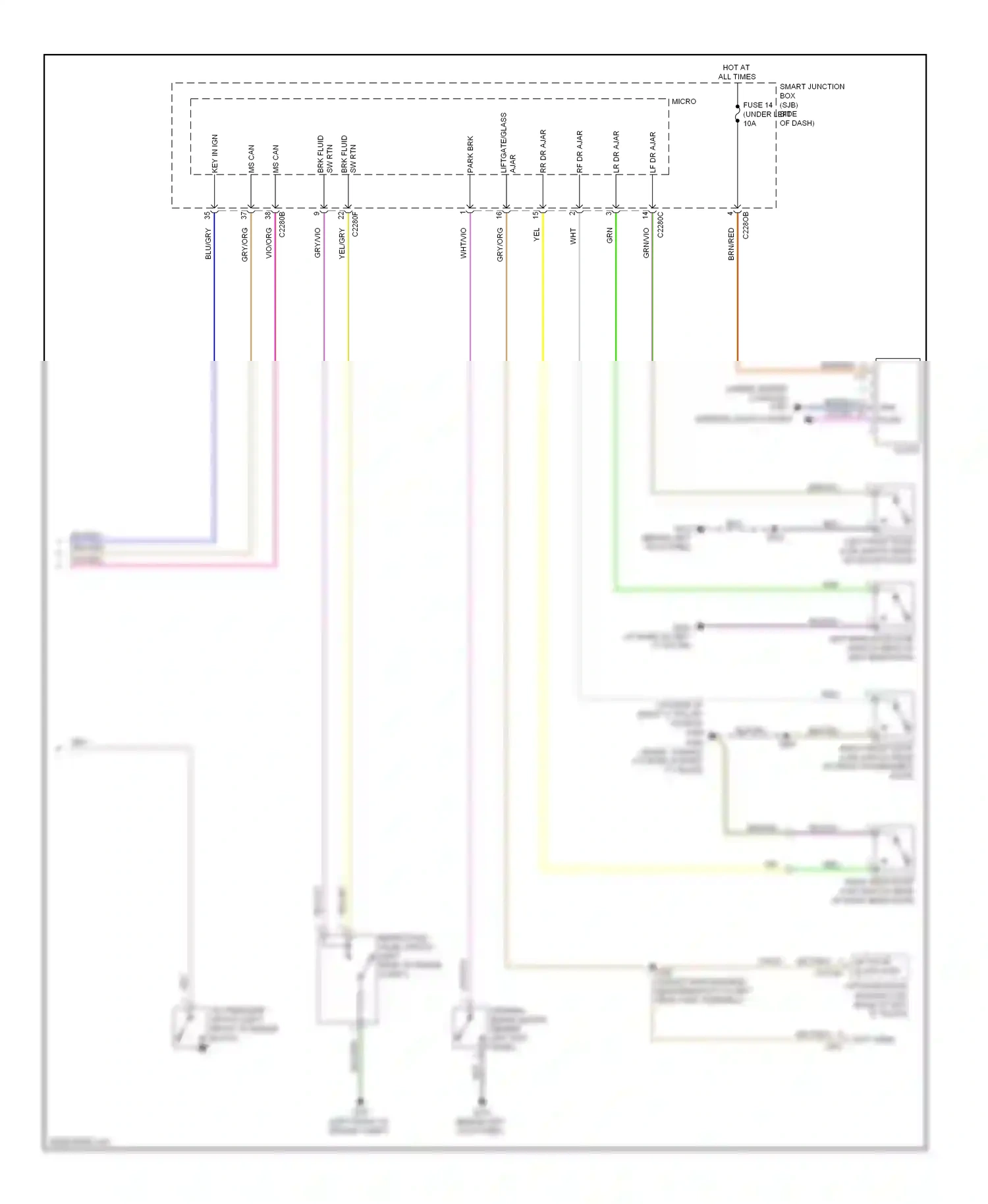 Mercury Sable V (2007-2009) (behind left kick panel) wiring diagram  (8 of 23)