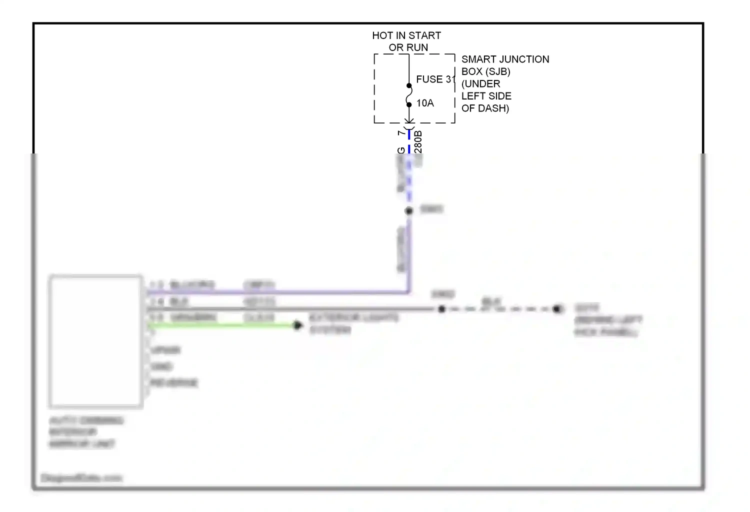 Mercury Sable V (2007-2009) (behind left kick panel) wiring diagram  (12 of 23)