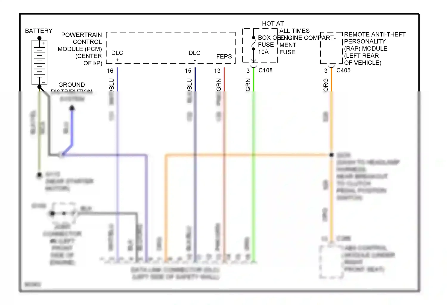 Computer data lines — Computer data lines. Mercury Tracer I (1991-1999)