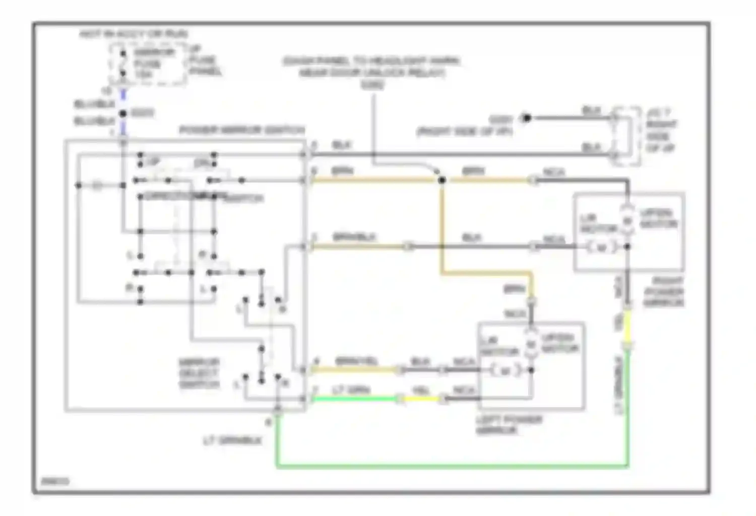 Tracer Mercury I (1991-1999): Power mirror circuit