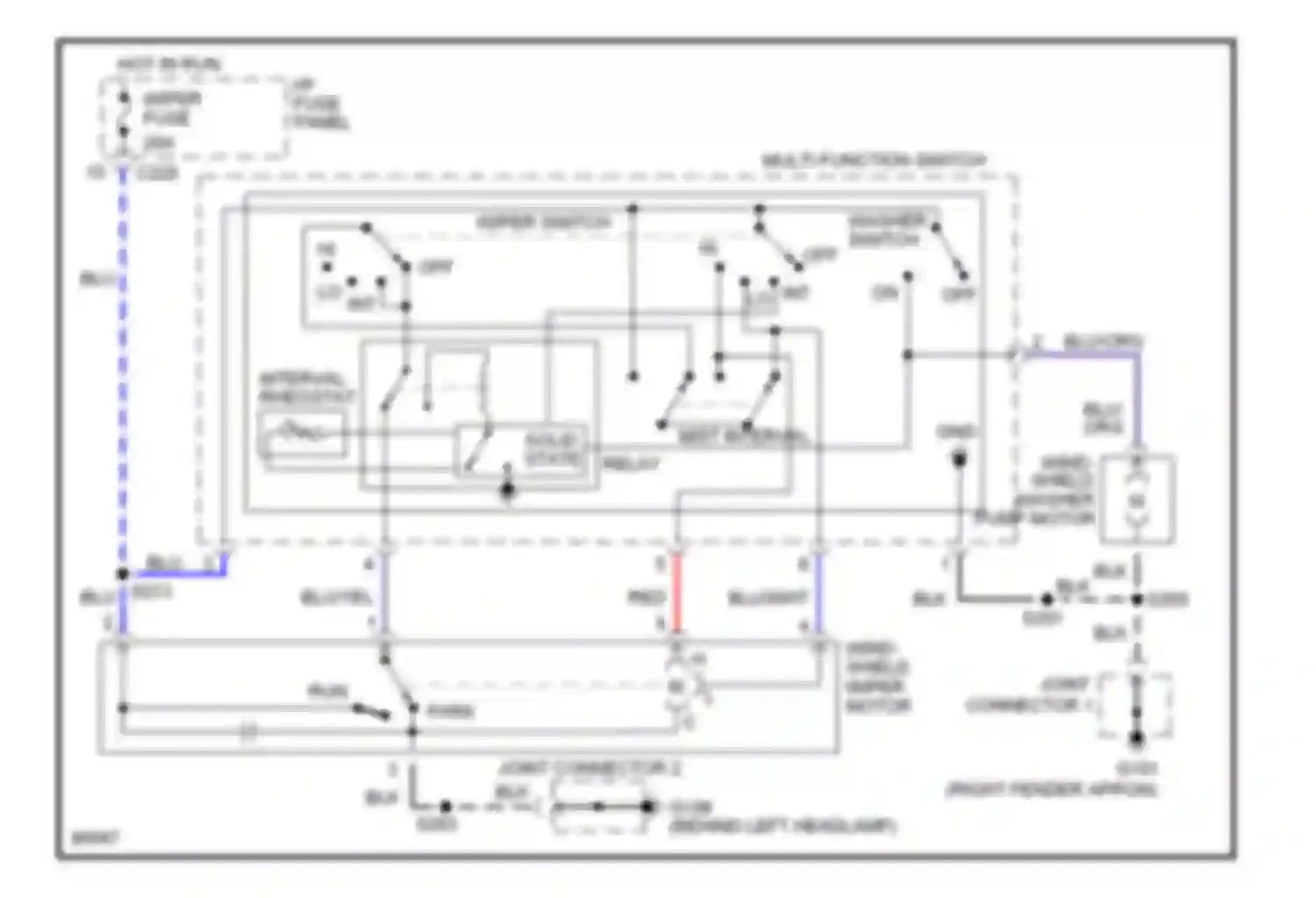 Tracer Mercury I (1991-1999): Front wiper/washer circuit