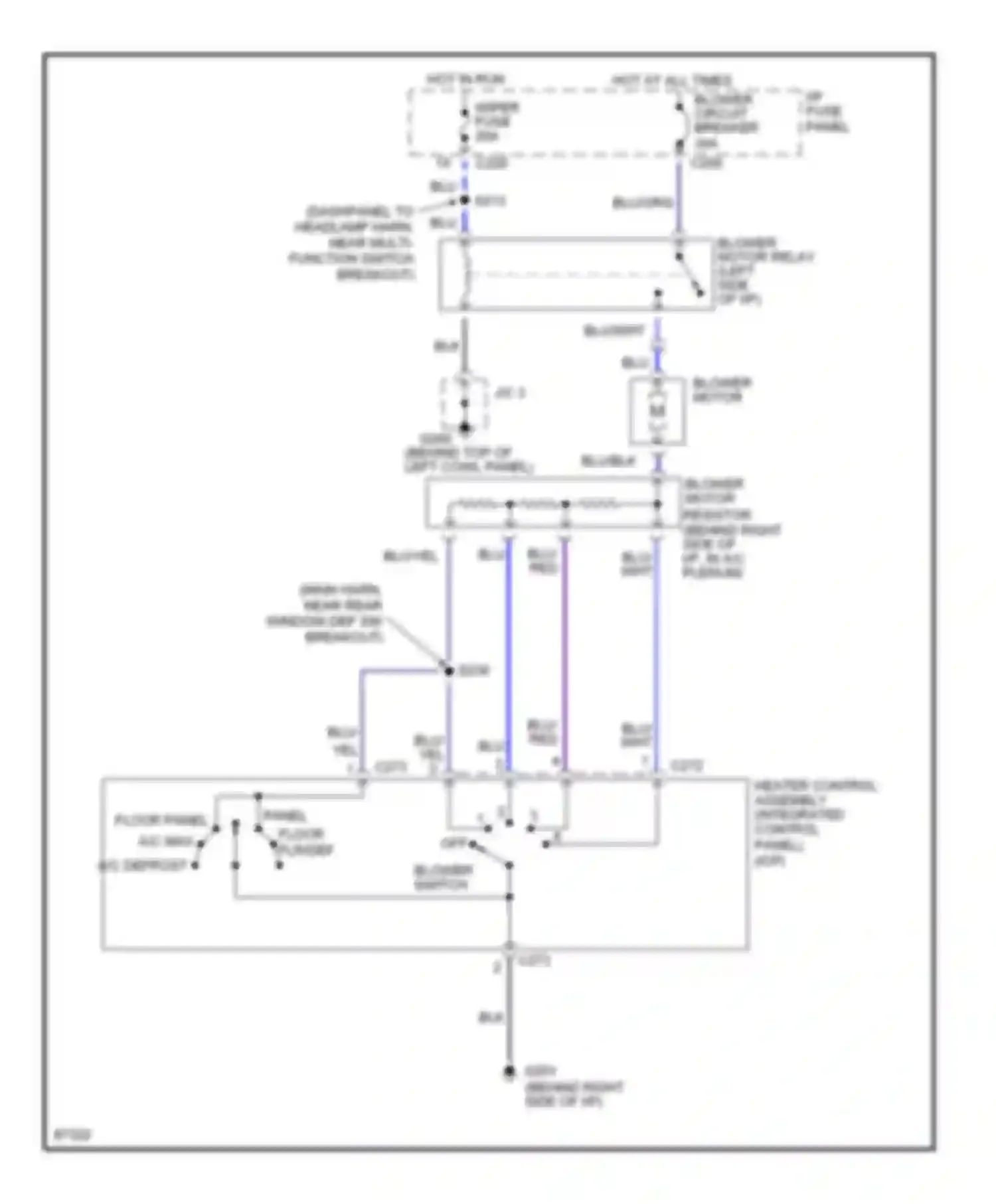 Wiring diagram blu/wht for Mercury Tracer I (1991-1999) (4 of 11)