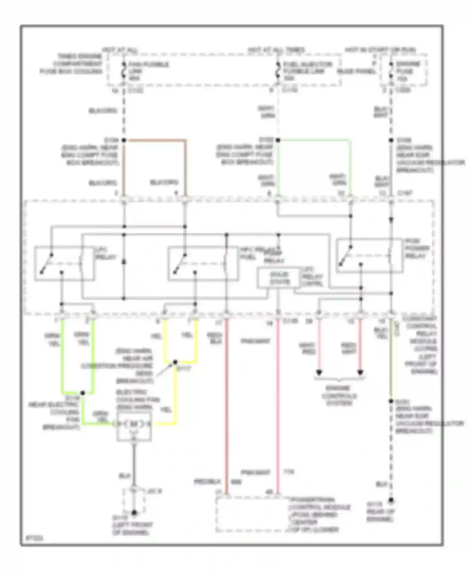 Wiring diagram engine controls system for Mercury Tracer I (1991-1999) (2 of 3)