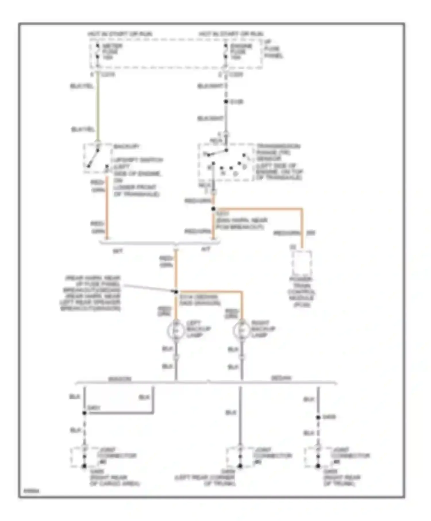 Wiring diagram left backup lamp for Mercury Tracer I (1991-1999) (1 of 2)