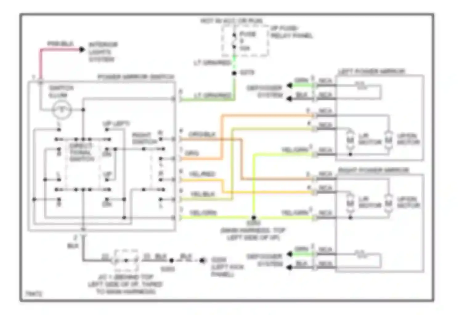 Villager Mercury I (1992-1998): Power mirror circuit