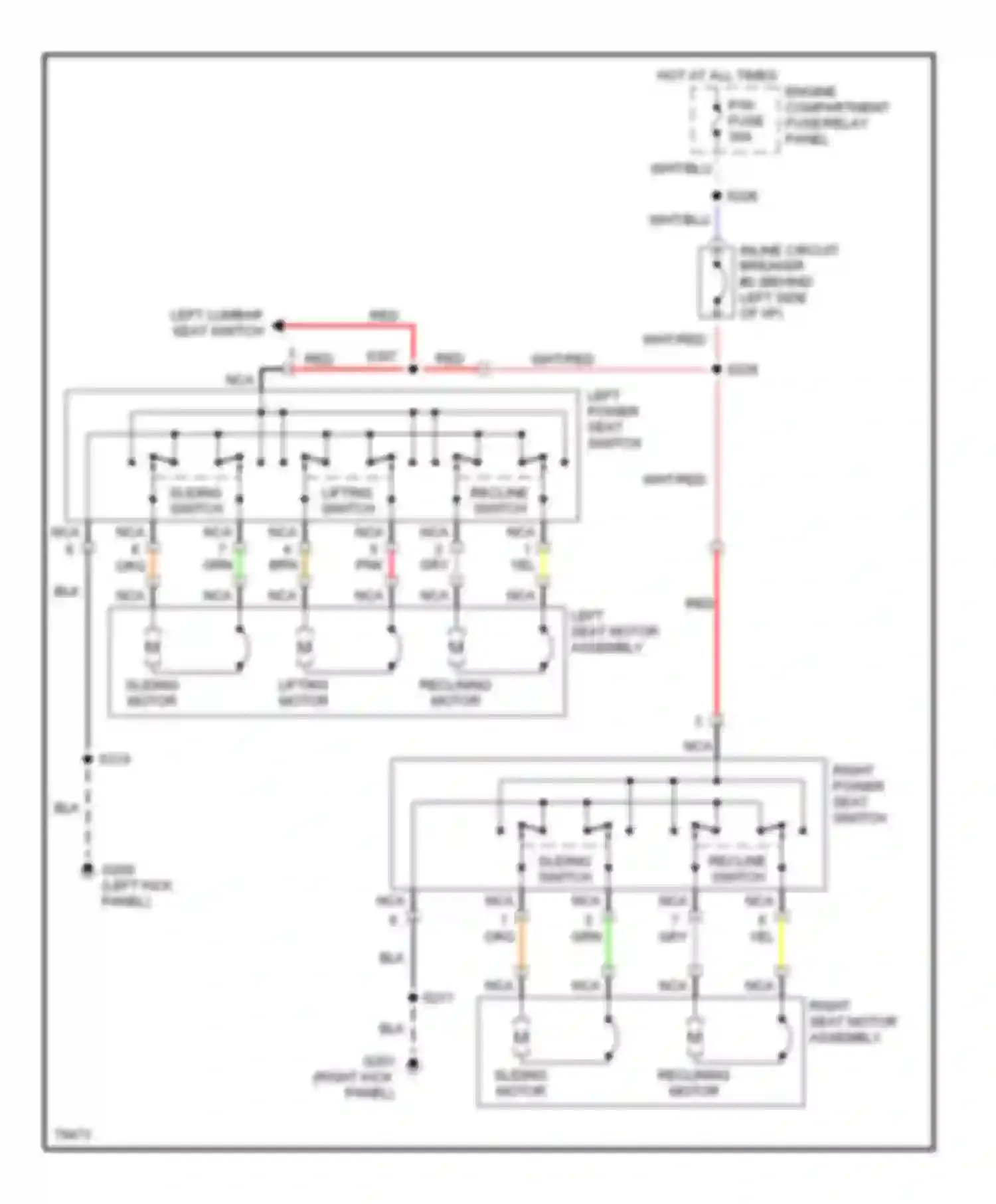 Villager Mercury I (1992-1998): Power seat circuit