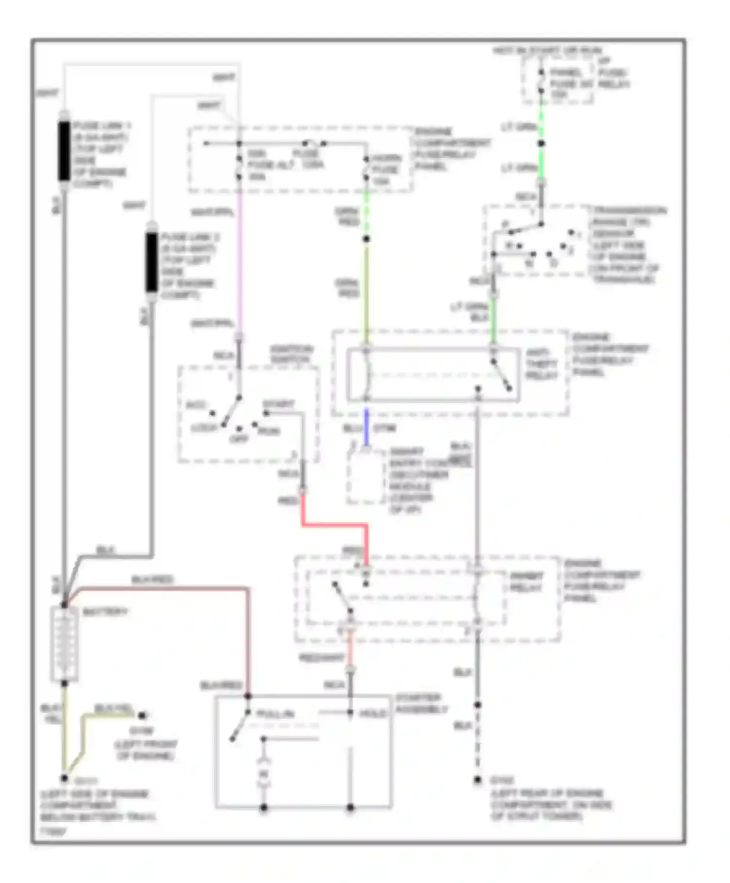 Villager Mercury I (1992-1998): Starting circuit, with anti-theft