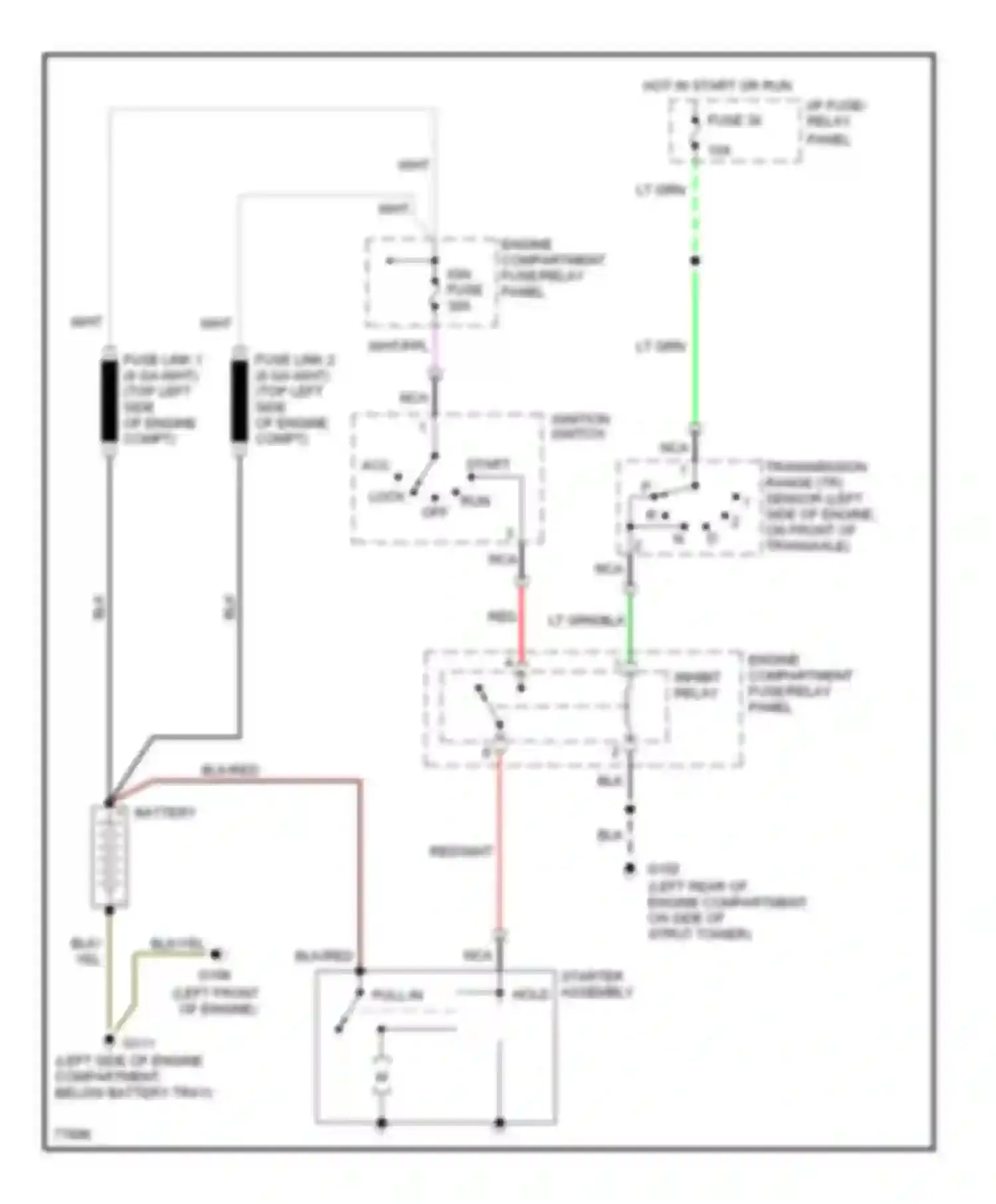 Villager Mercury I (1992-1998): Starting circuit, without anti-theft