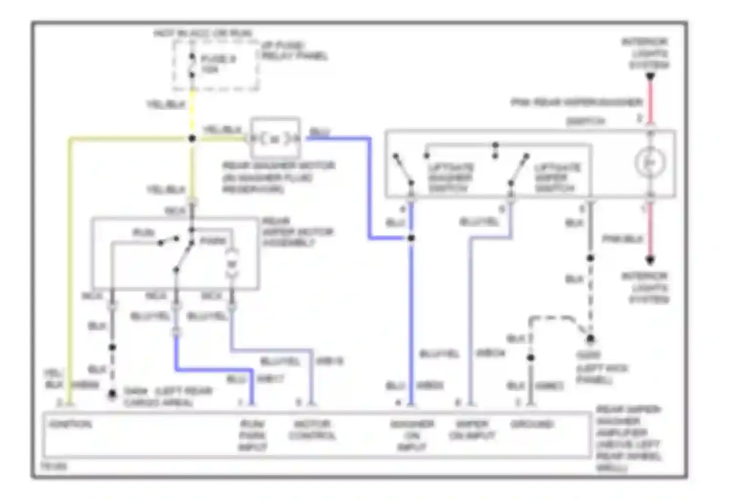 Villager Mercury I (1992-1998): Rear wiper/washer circuit, without moveable liftgate glass
