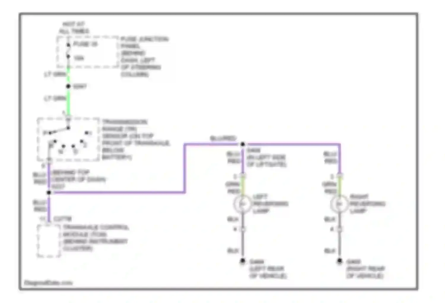 Villager Mercury II (1998-2002): Back-up lamps circuit