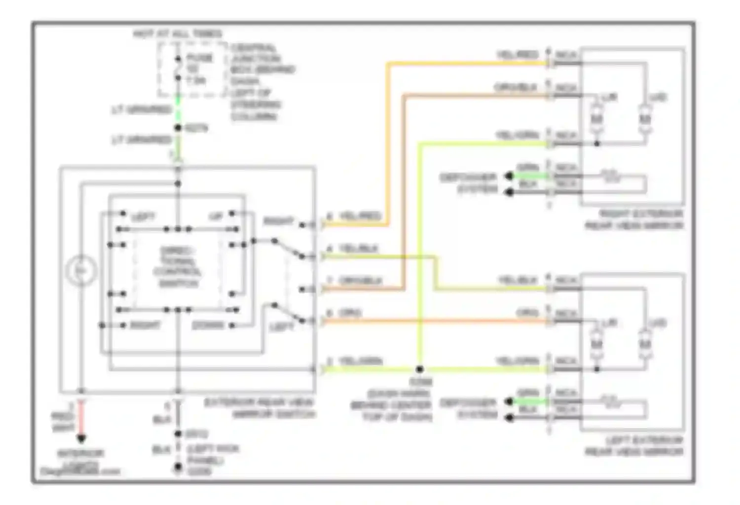 Villager Mercury II (1998-2002): Power mirror circuit