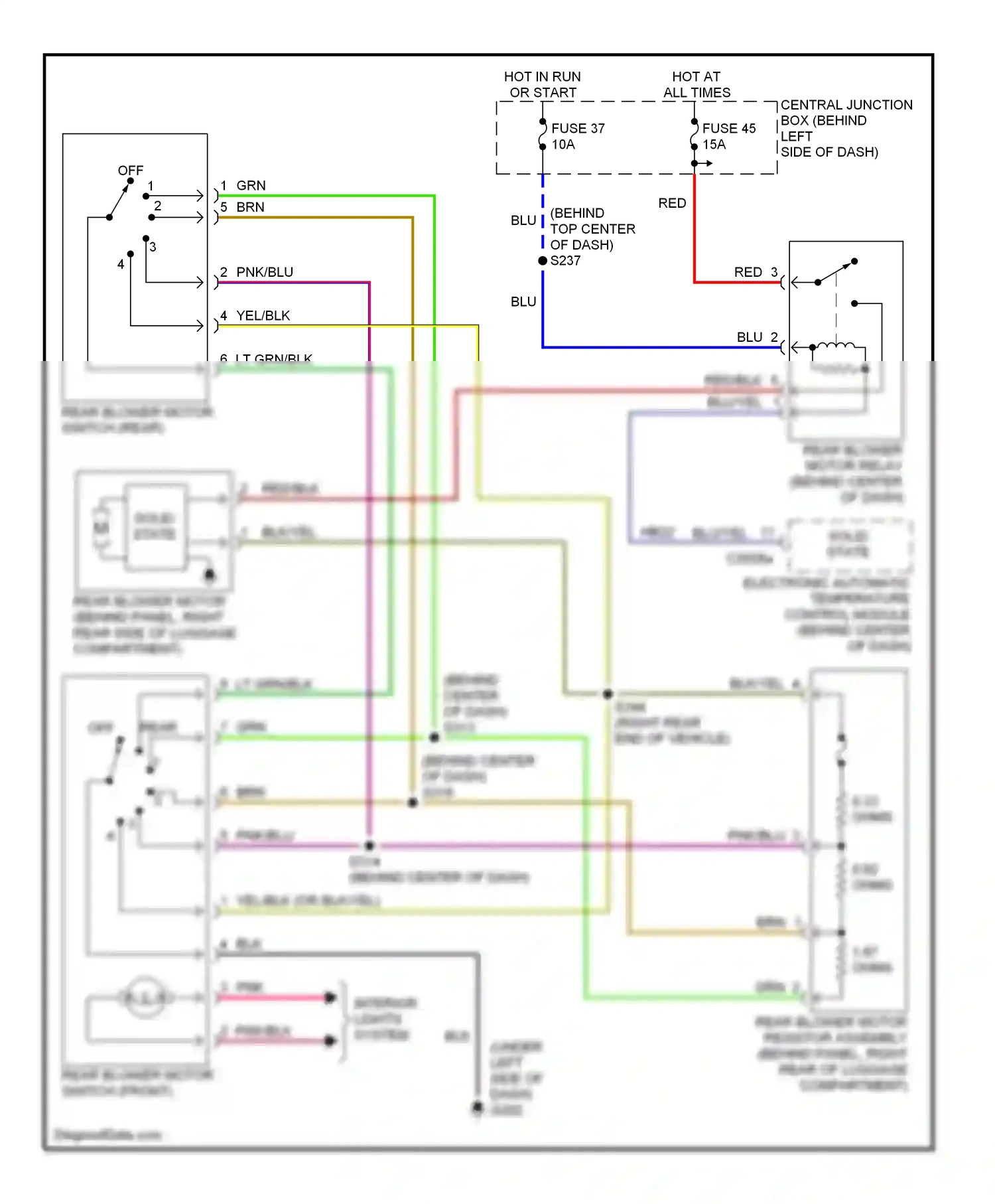 Mercury Villager II (1998-2002) electronic automatic temperature control module (behind center of dash) wiring diagram  (1 of 1)