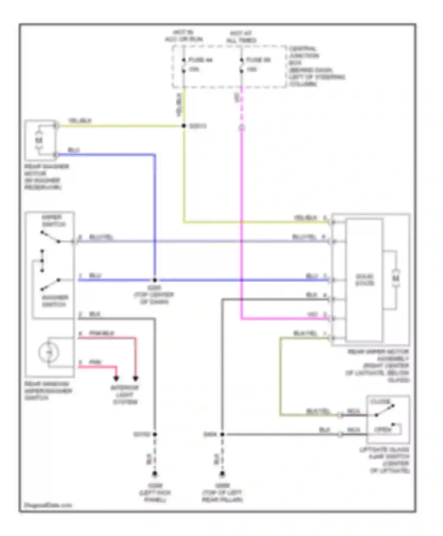 Wiring diagram hot in acc or run for Mercury Villager II (1998-2002) (2 of 4)