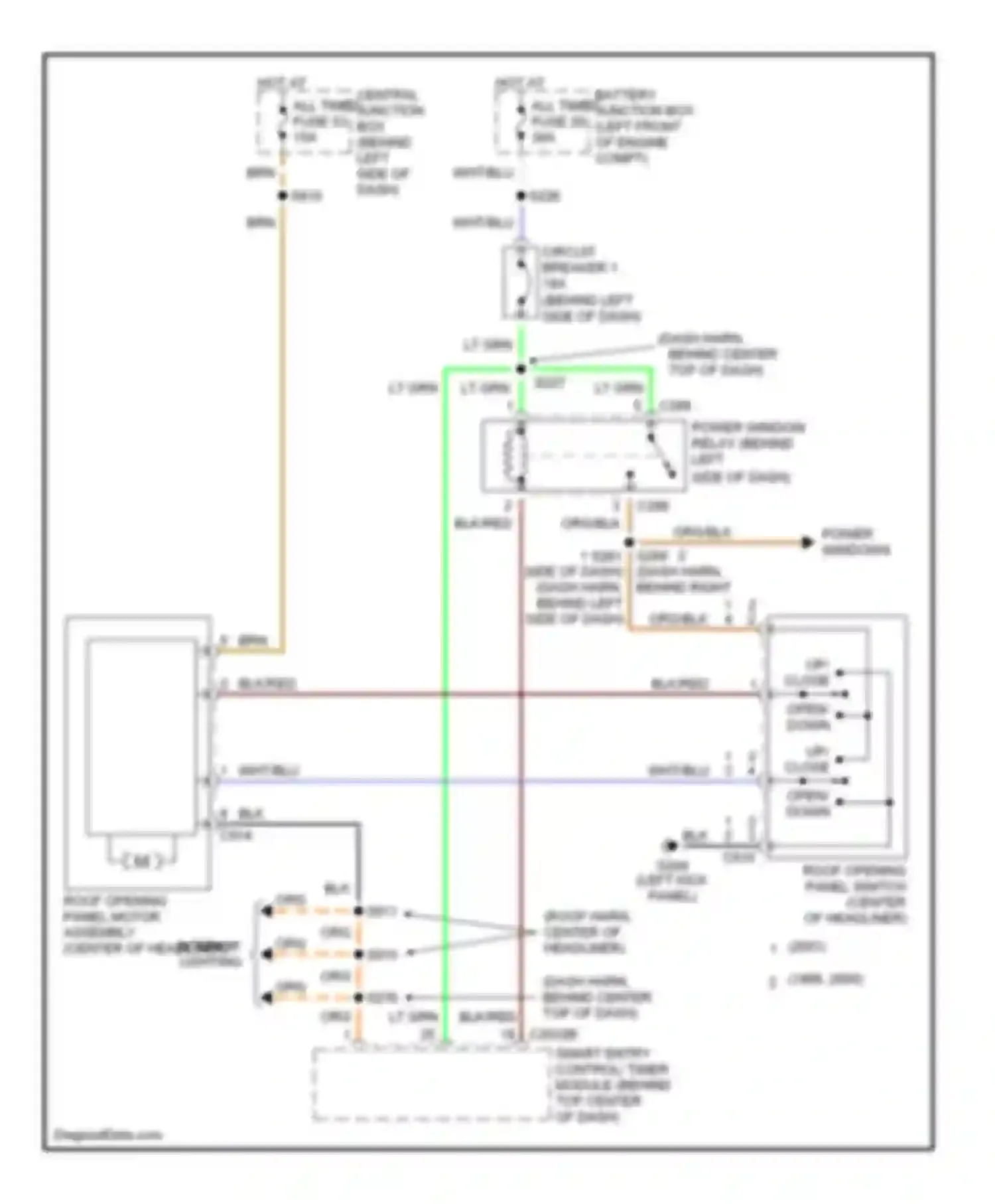 Wiring diagram power windows) for Mercury Villager II (1998-2002) (1 of 1)
