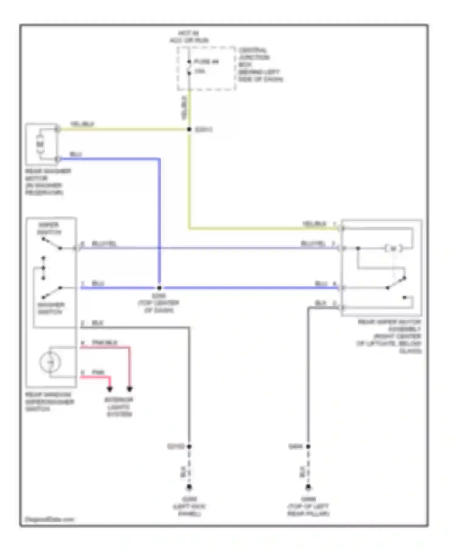 Wiring diagram washer switch for Mercury Villager II (1998-2002) (3 of 3)