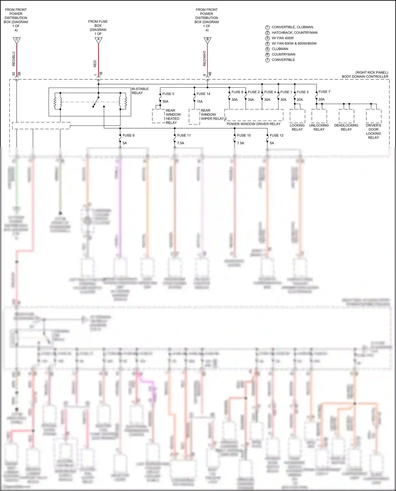 MINI Cooper Clubman II facelift (2019-2024) left multi-function steering column switch cluster wiring diagram  (3 of 3)