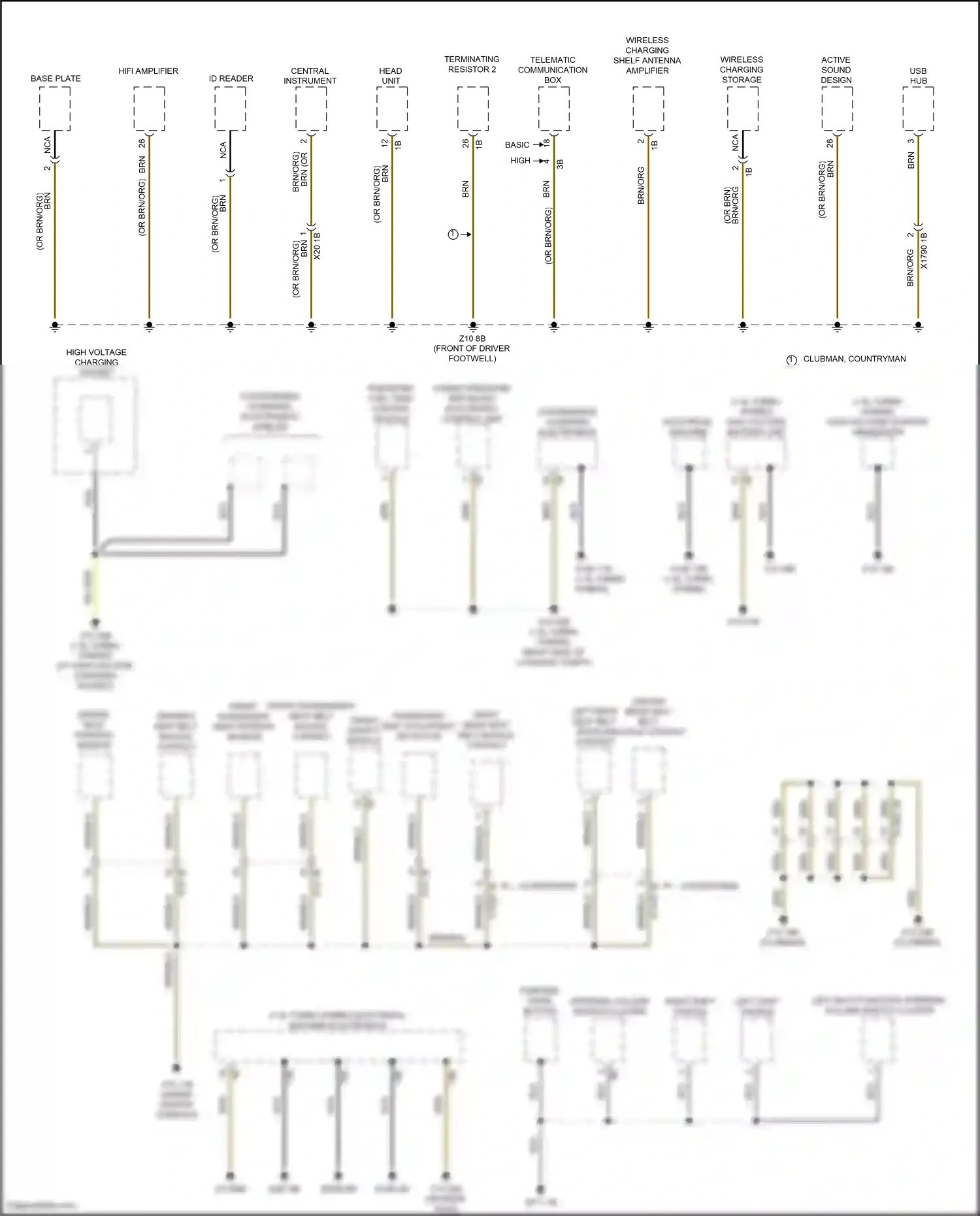 MINI Cooper Clubman II facelift (2019-2024) left multi-function steering column switch cluster wiring diagram  (1 of 3)
