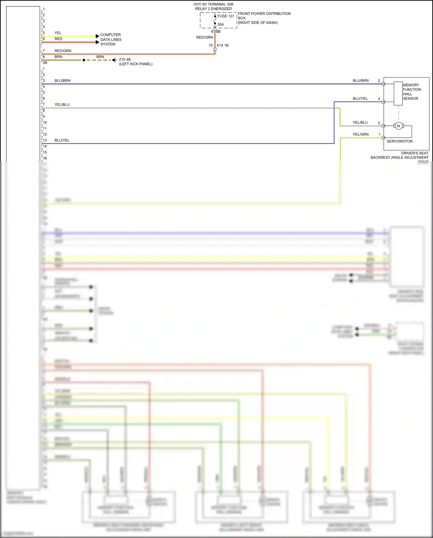 MINI Cooper Clubman II facelift (2019-2024) memory function hall sensor wiring diagram  (1 of 1)