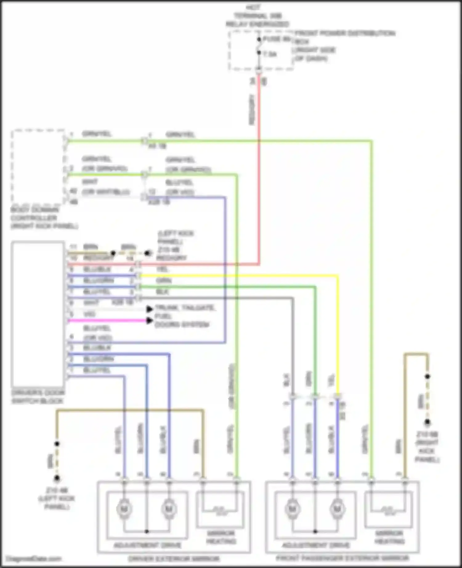 Wiring diagram driver exterior mirror for MINI Cooper Clubman II (2015-2019) (4 of 4)