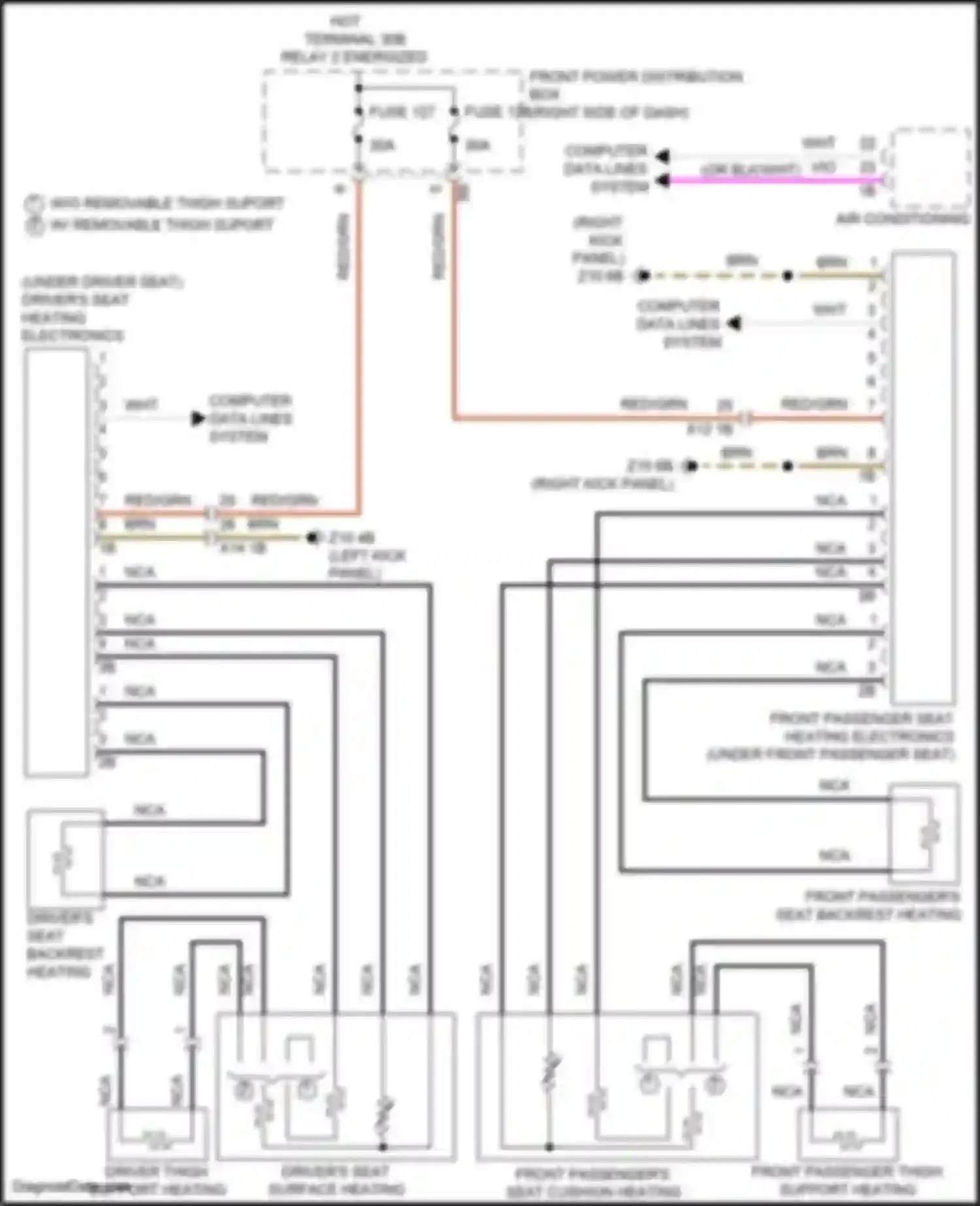 Wiring diagram w/o removable thigh suport w/ removable thigh suport for MINI Cooper Countryman II facelift (2020-2023)