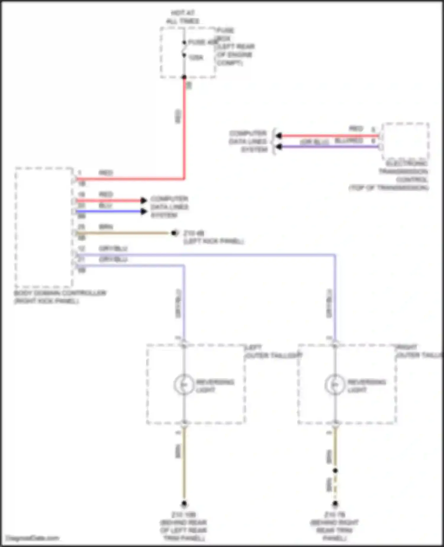 Wiring diagram right outer taillight for MINI Cooper Countryman II (2016-2020) (1 of 2)