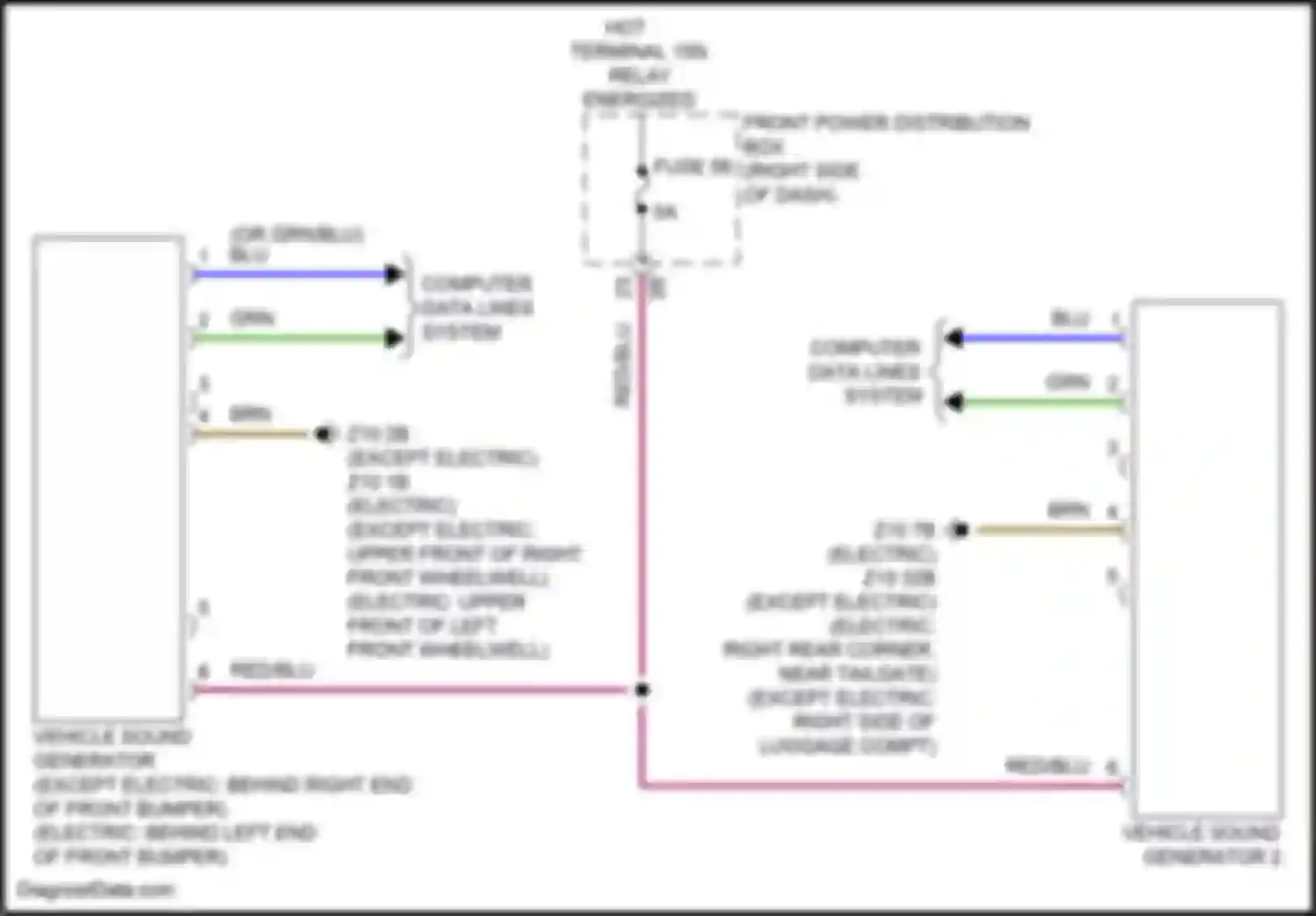 Wiring diagram vehicle sound generator 2 for MINI Cooper Countryman III (2023-2024) (1 of 5)