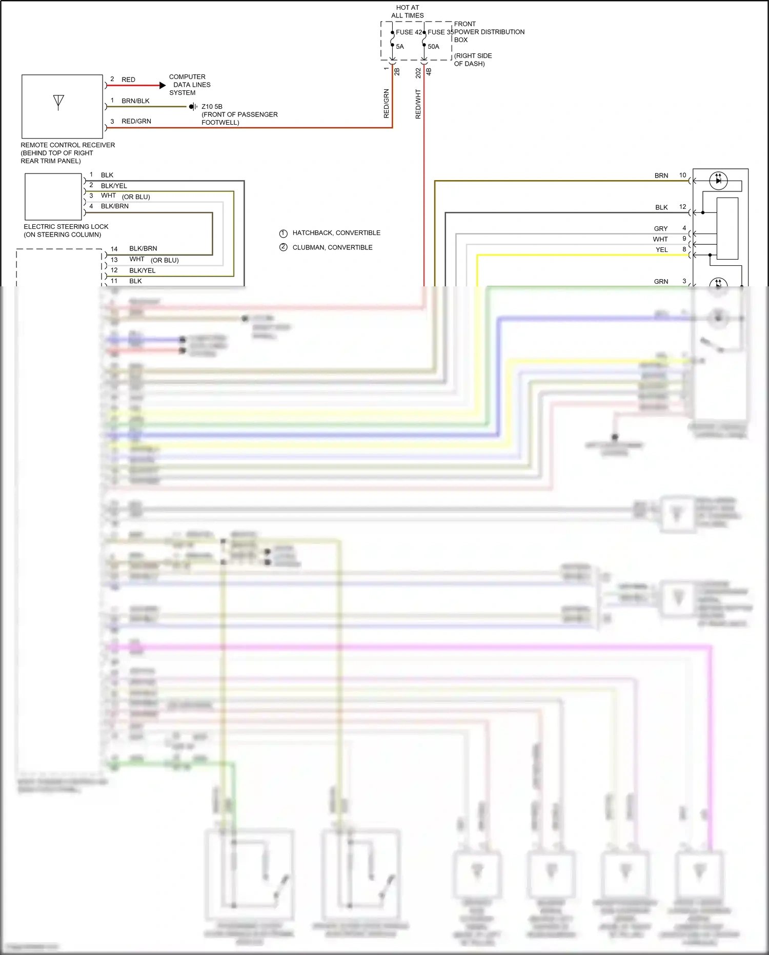MINI Cooper S Clubman II (2015-2019) passenger outer door handle electronic module wiring diagram  (1 of 3)